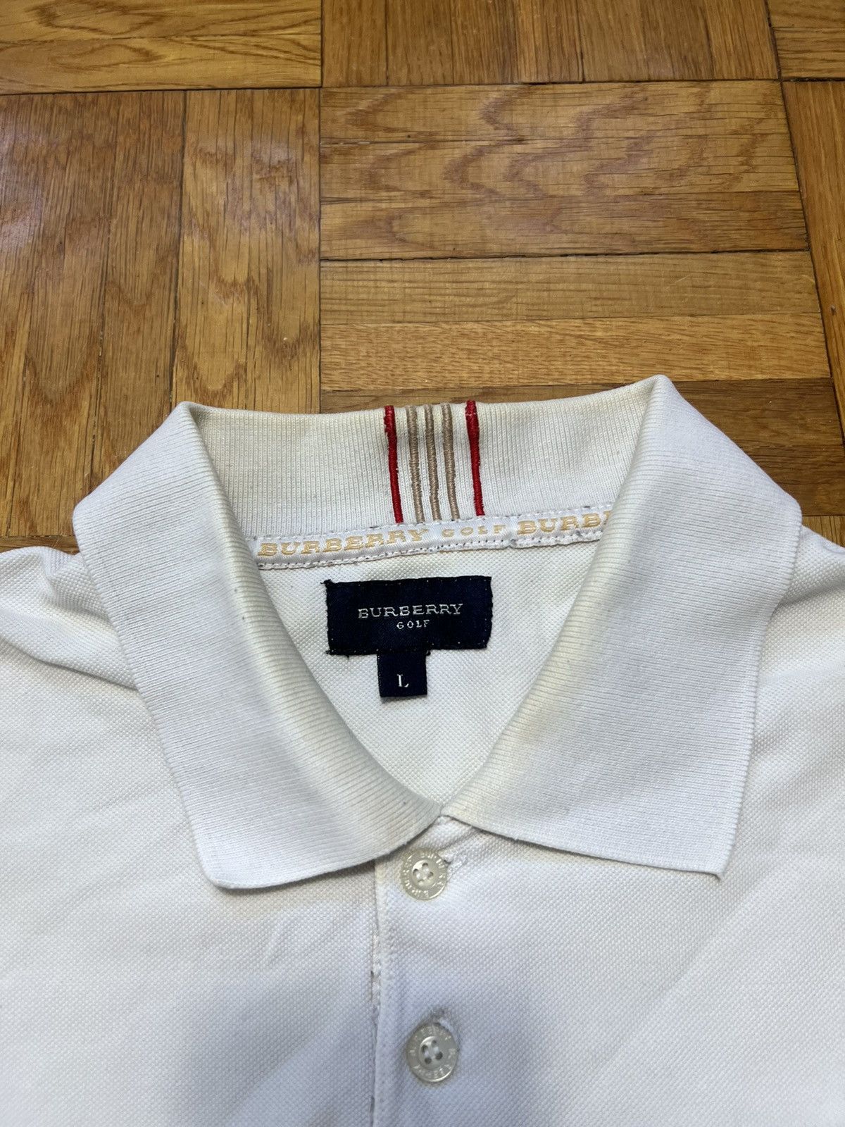Burberry × Vintage Polo Shirt Burberry Golf white vintage Size US L / EU 52-54 / 3 - 2 Thumbnail
