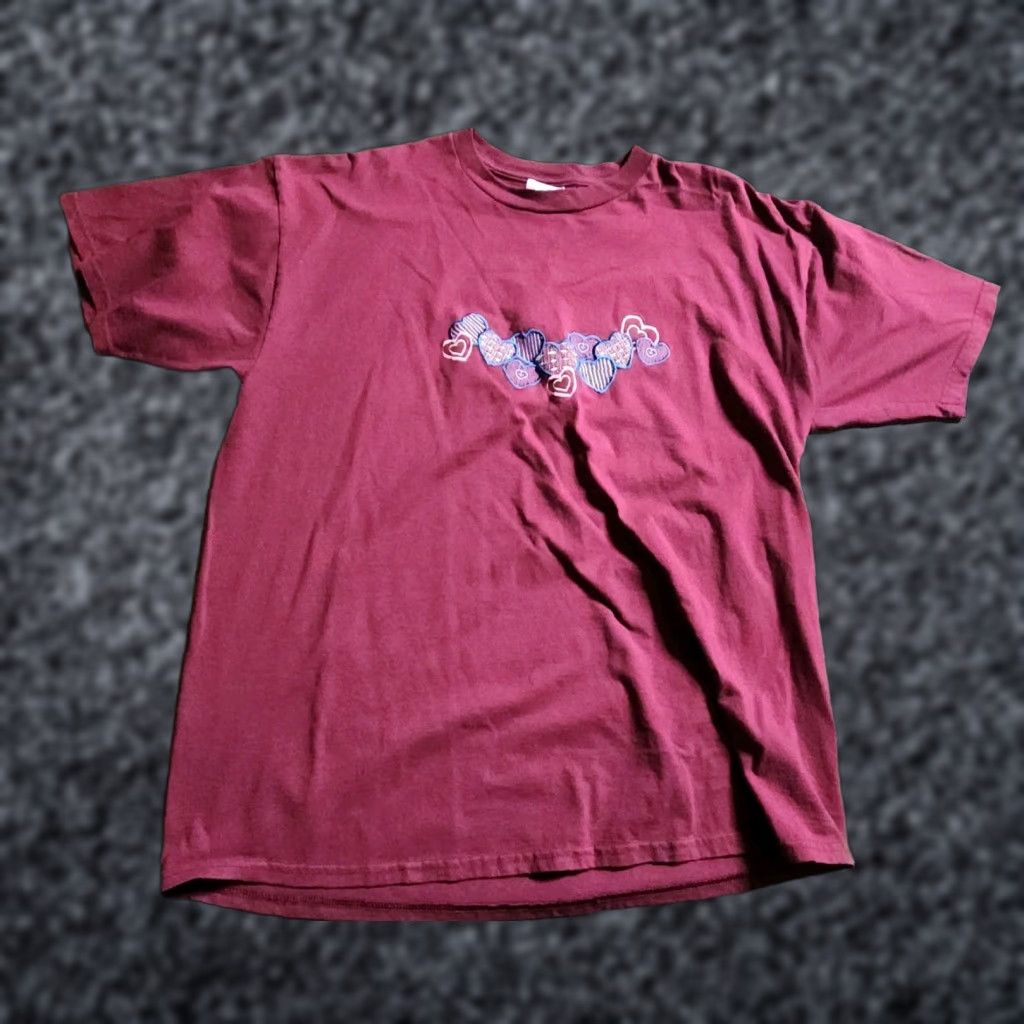 Jerzees VINTAGE Mens XL Embroidered Hearts Valentines Grandma T Shirt Size US XL / EU 56 / 4 - 1 Thumbnail