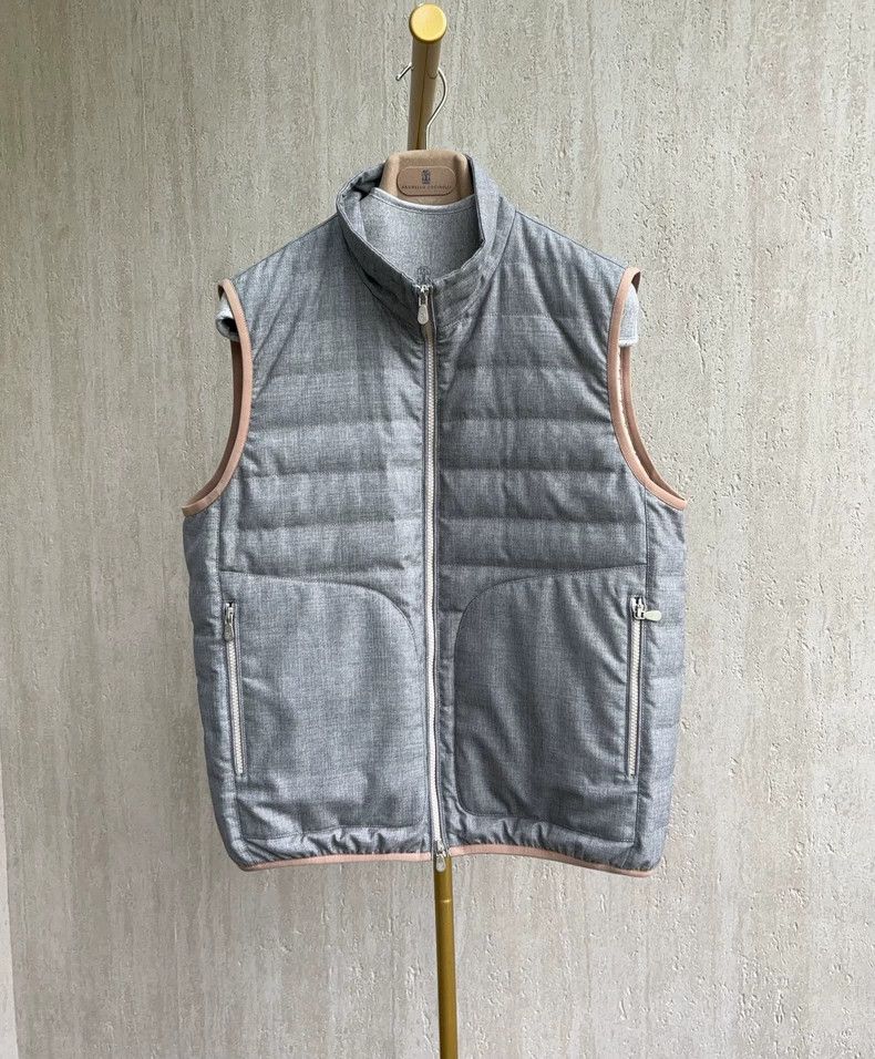 Brunello Cucinelli Brunello Cucinelli Gray Down Vest - dmc Size US XS / EU 42 / 0 - 1 Thumbnail