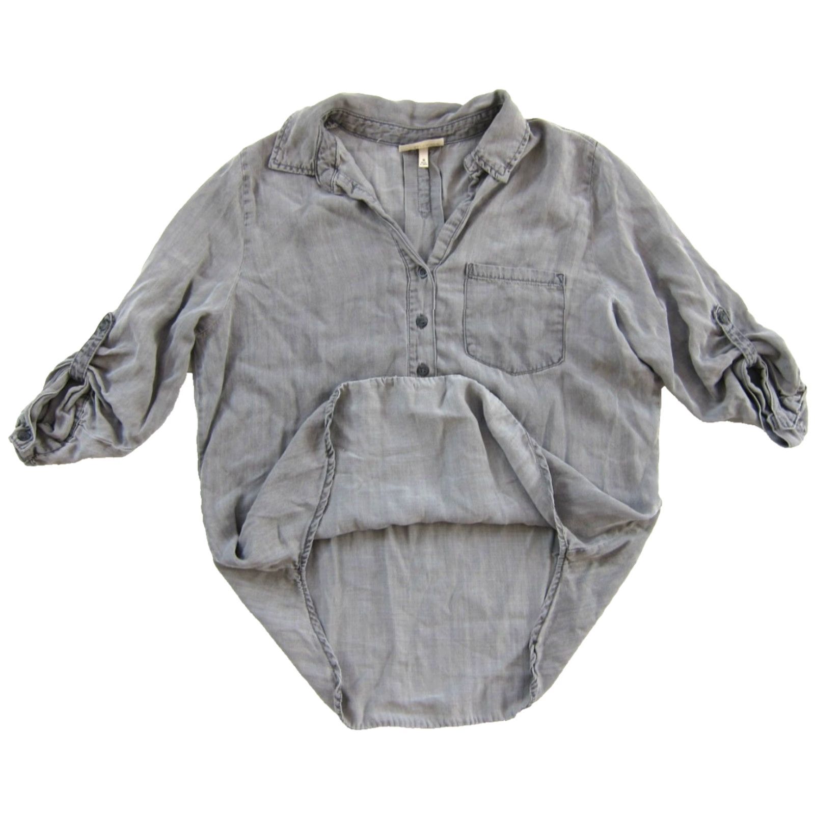 Vintage Hester & Orchard Blouse Shirt Small Womens 3/4 Sleeve Collared Tunic Grey 100% Tencel Size S / US 4 / IT 40 - 4 Thumbnail