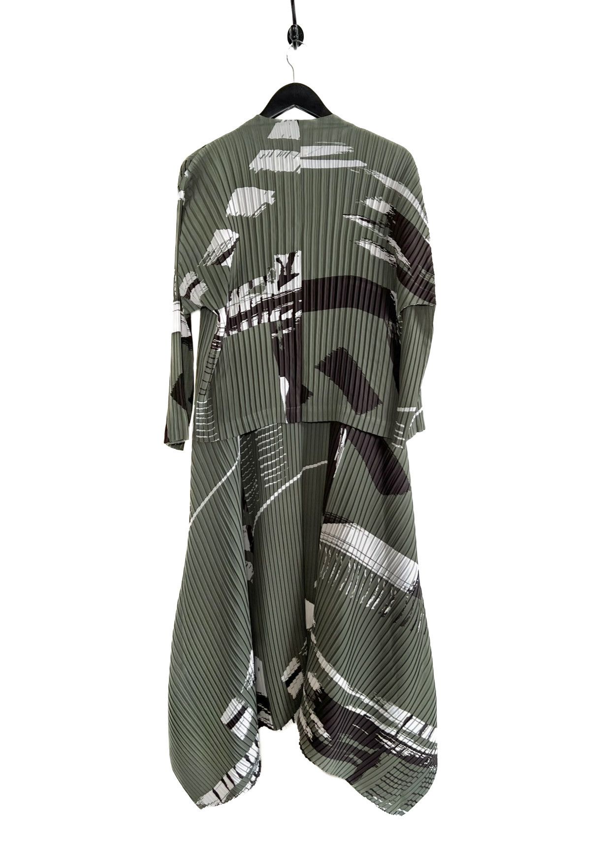 Issey Miyake Issey Miyake RC Doro Khaki Green Printed Pleated Cardigan Size M / US 6-8 / IT 42-44 - 6 Thumbnail