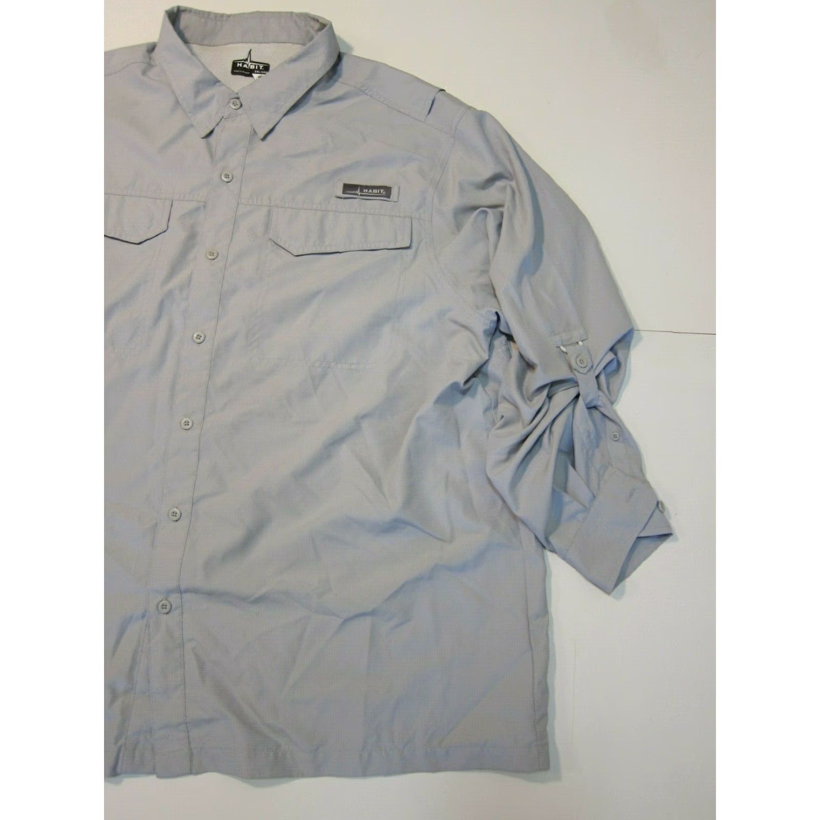 Habitat Habit Grey UPF 40+ Vented Hike Travel Button Down Long Sleeve Shirt Men 2XL Size US XXL / EU 58 / 5 - 6 Thumbnail