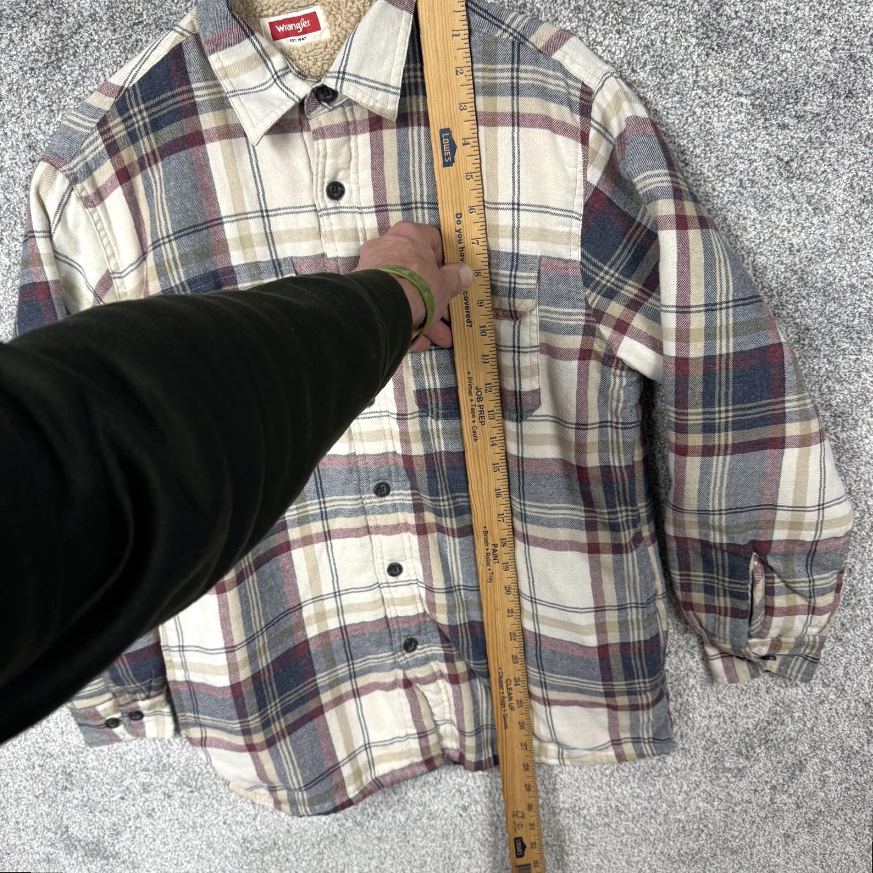 Wrangler Wrangler Shirt Jacket Shacket Plaid Cotton-Blend Flannel Sherpa Lined Puffer Style Men’s S Cream Blue Multicolor Casual Workwear Size US S / EU 44-46 / 1 - 2 Thumbnail