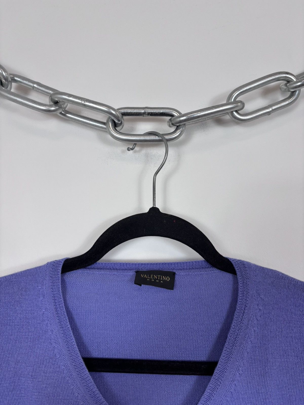 Valentino Valentino Roma Men’s Purple Blue Wool V-Neck Sweater Size US M / EU 48-50 / 2 - 4 Thumbnail