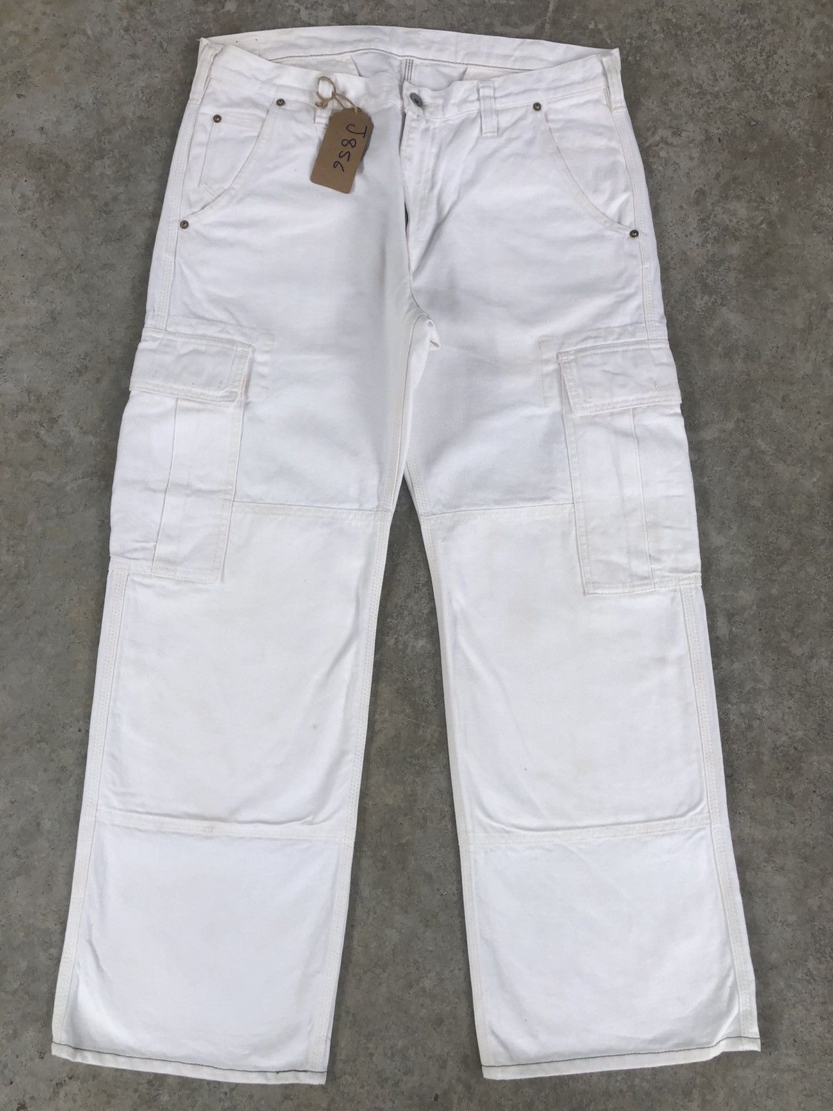 image of Biker Denim x Iron Heart Japanese Iron Heart Biker Jeans Cargo Pants in White, Men's (Size 35)
