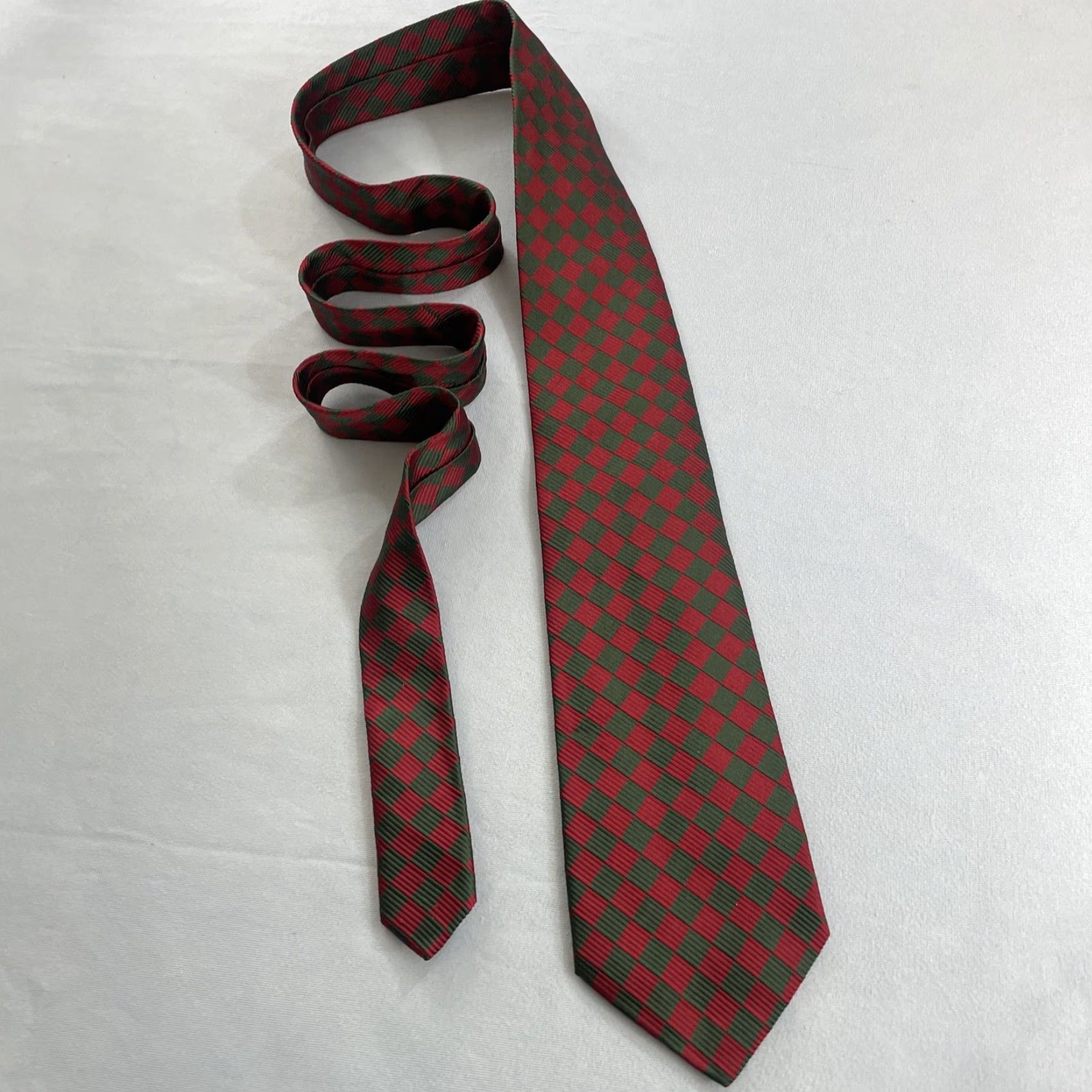 Faconnable VINTAGE Façonnable Men Silk Neck Tie Check Plaid Red Green Woven Power Tie 4x60 France Size ONE SIZE - 2 Thumbnail