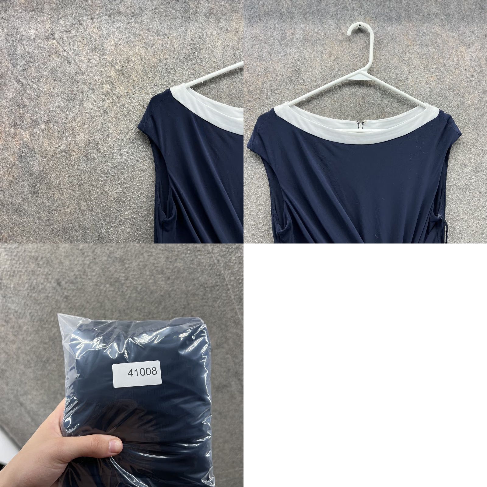 Ralph Lauren Lauren Ralph Lauren Dress Womens 14 Blue Ruched Sheath Knee Length Cap Sleeves Boat Neck Lined Zip Size XL / US 12-14 / IT 48-50 - 8 Thumbnail