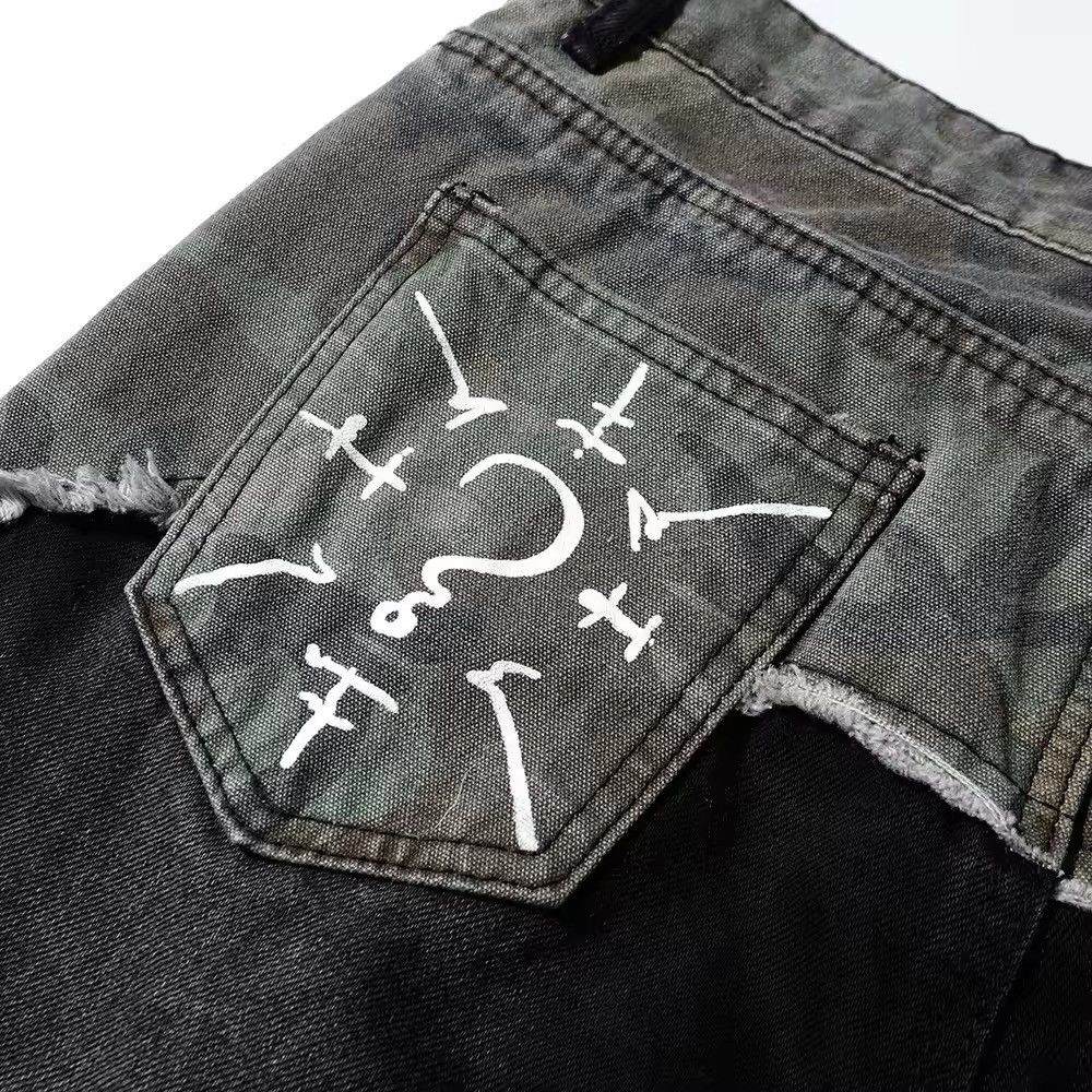 Jean Embroidery Washed Vintage Patchwork Camo Boot Cut Jeans Size US 30 / EU 46 - 9 Thumbnail