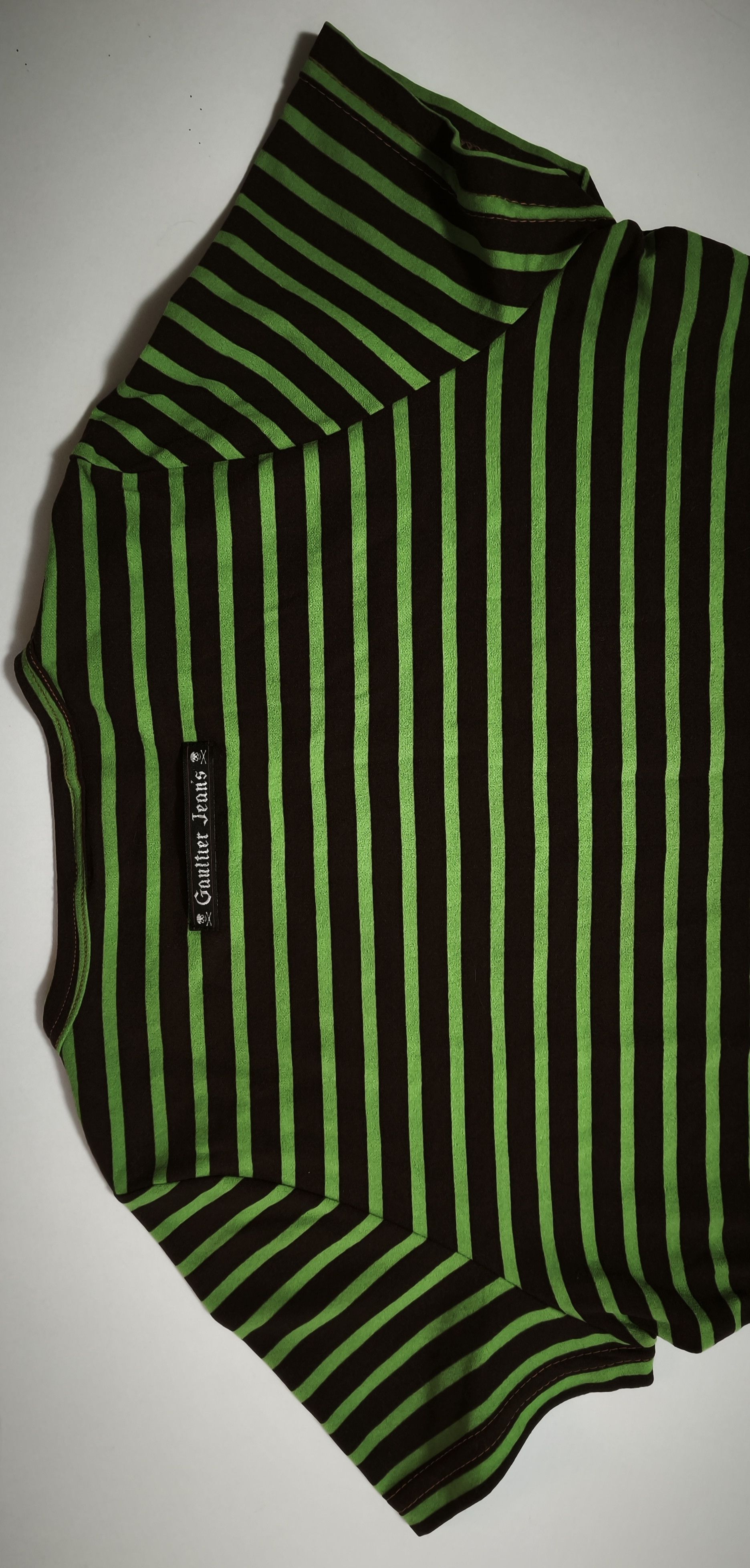 Jean Paul Gaultier Year: 1997 - Green and dark Brown stripes top Size S / US 4 / IT 40 - 24 Thumbnail