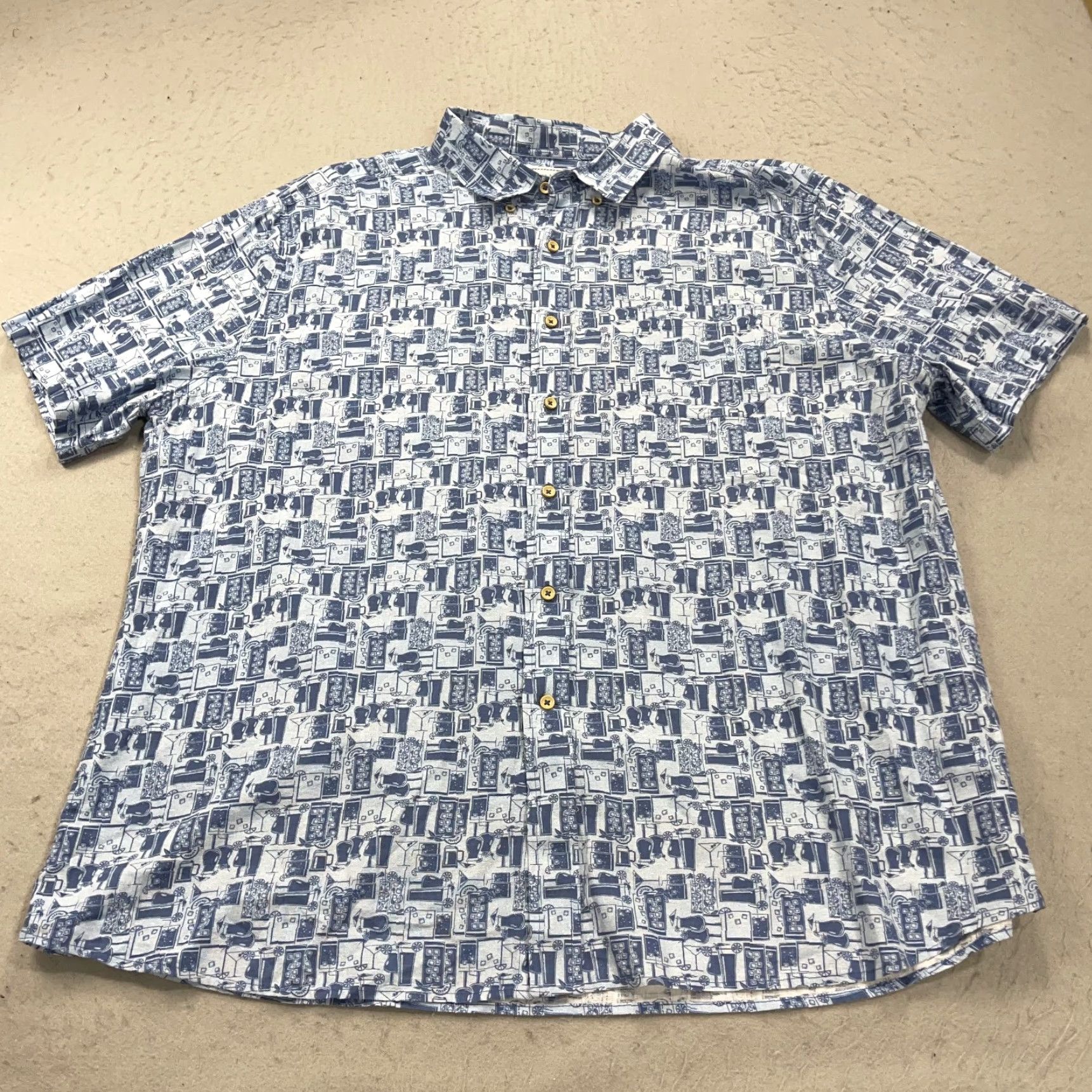Southern Tide Southern Tide Shirt Mens 2XL XXL Blue Linen Rayon Camp Hawaiian Print Casual Button-Up Short Sleeve Collared Button-Down Garden Hawaiian Theme Mens Size US XXL / EU 58 / 5 - 2 Thumbnail