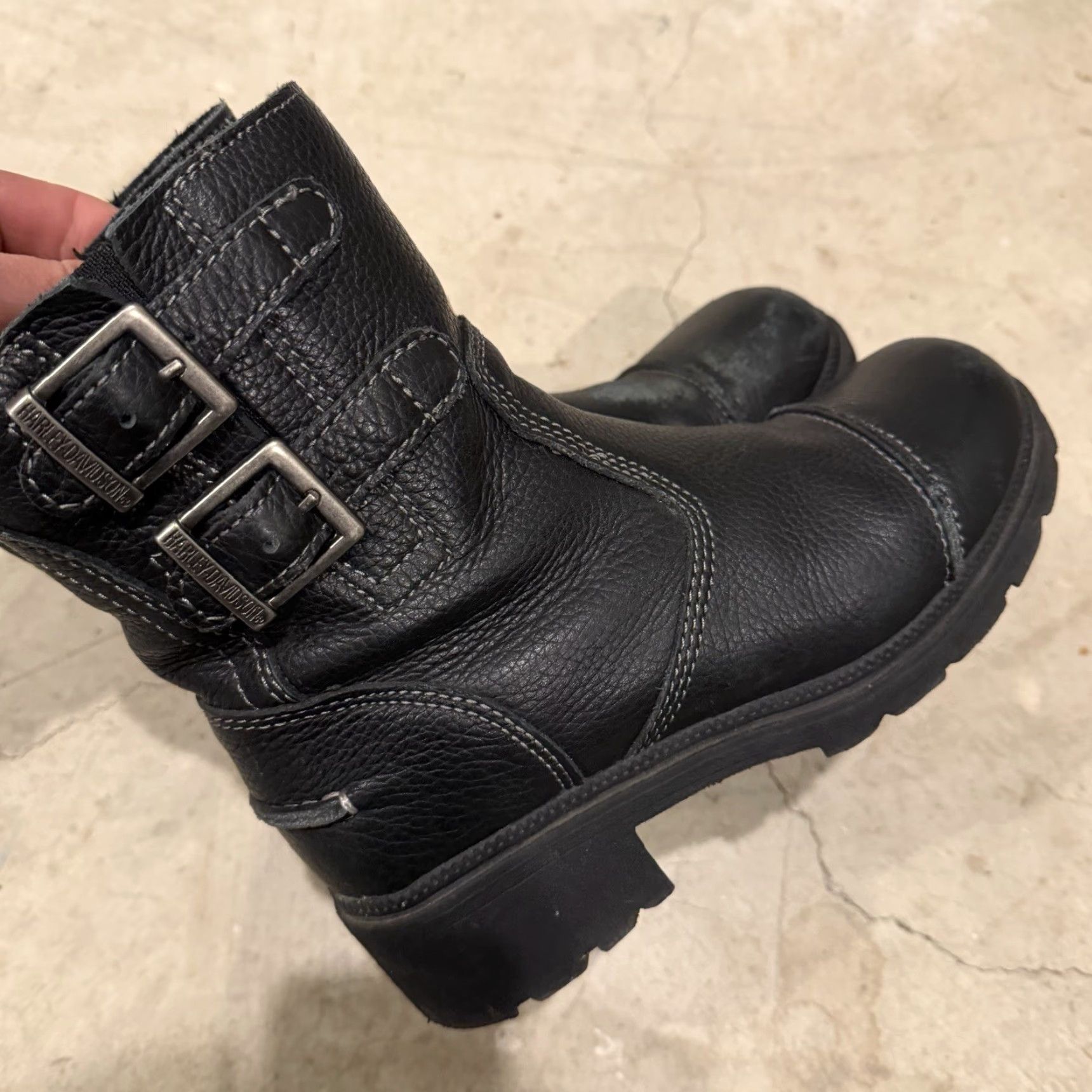 Harley Davidson Harley Davidson Black Leather Boots 84041 Side Zip Biker Womens 6.5 Size US 7 / IT 37 - 5 Thumbnail