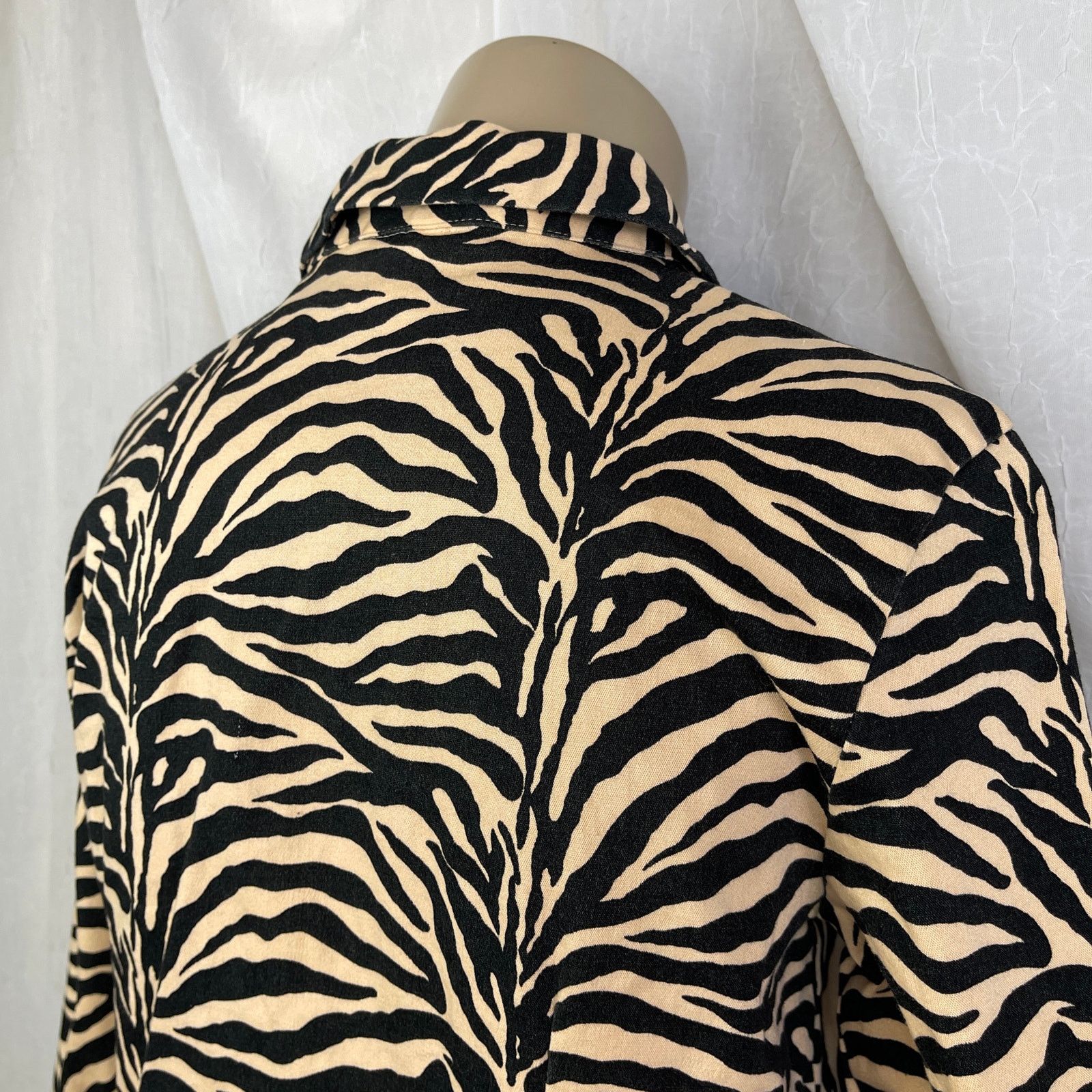 Vintage VTG Allison Taylor Tan Black Cropped Jacket Zebra Tiger XS/S Size XS / US 0-2 / IT 36-38 - 12 Thumbnail