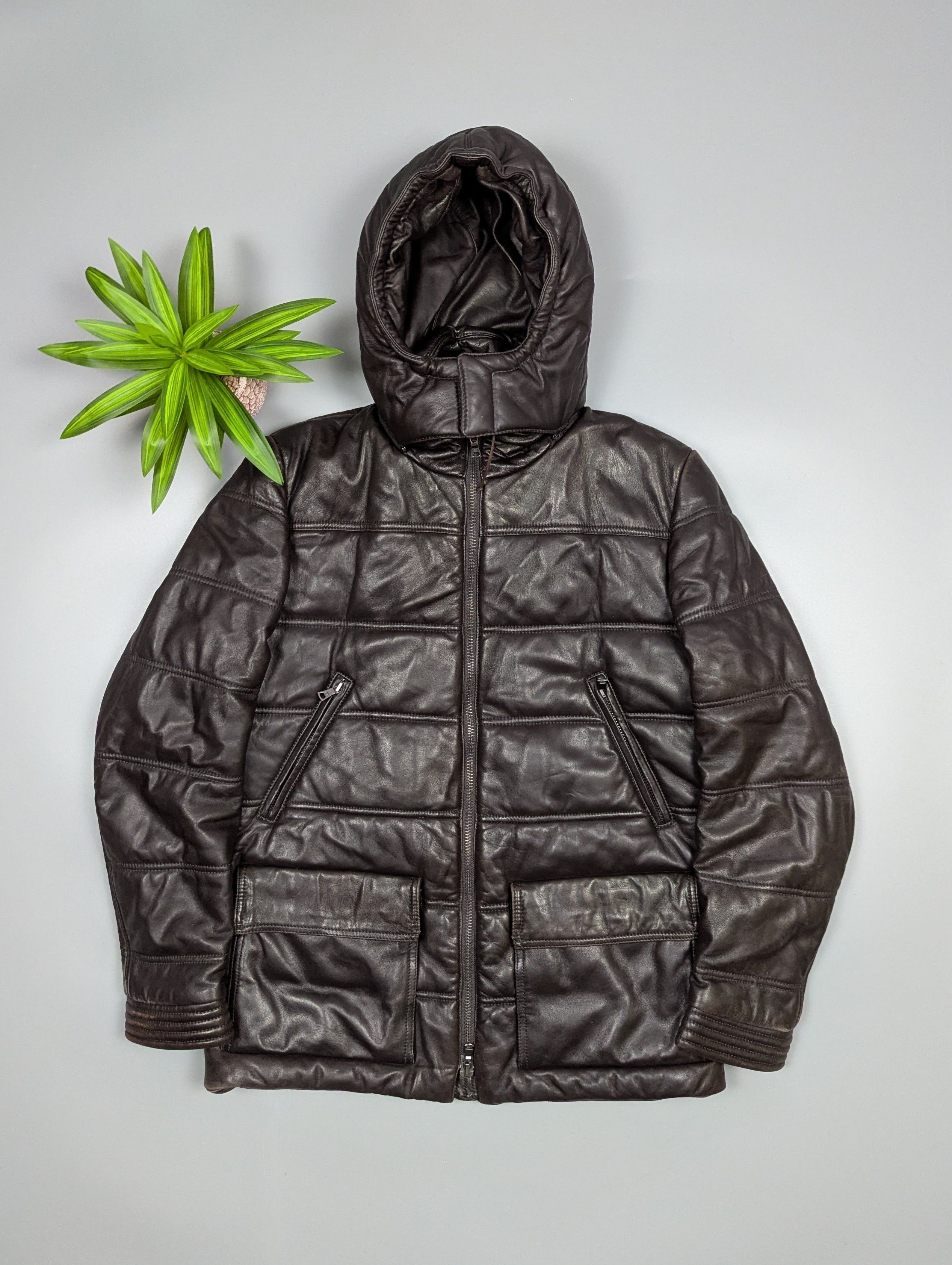 Hackett Hackett London Vintage Lambskin Leather Puffer Jacket Size M Size US M / EU 48-50 / 2 - 1 Thumbnail