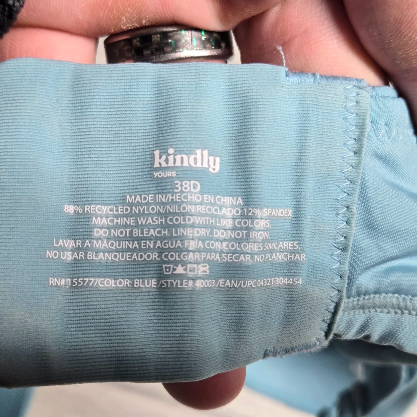 Vintage Kindly Yours Bra Women 38D Blue Lined Wireless Size ONE SIZE - 4 Thumbnail