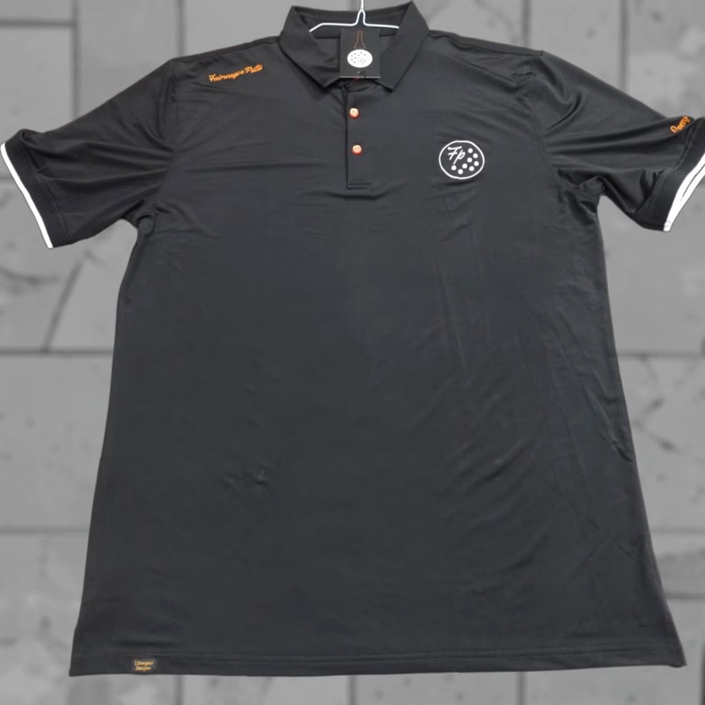 Vintage Fairways & Putts Polo Shirt L Black Solid Performance NEW READ Men Polo Short Sleeve Collared Button Golf Shirt Size US L / EU 52-54 / 3 - 1 Thumbnail
