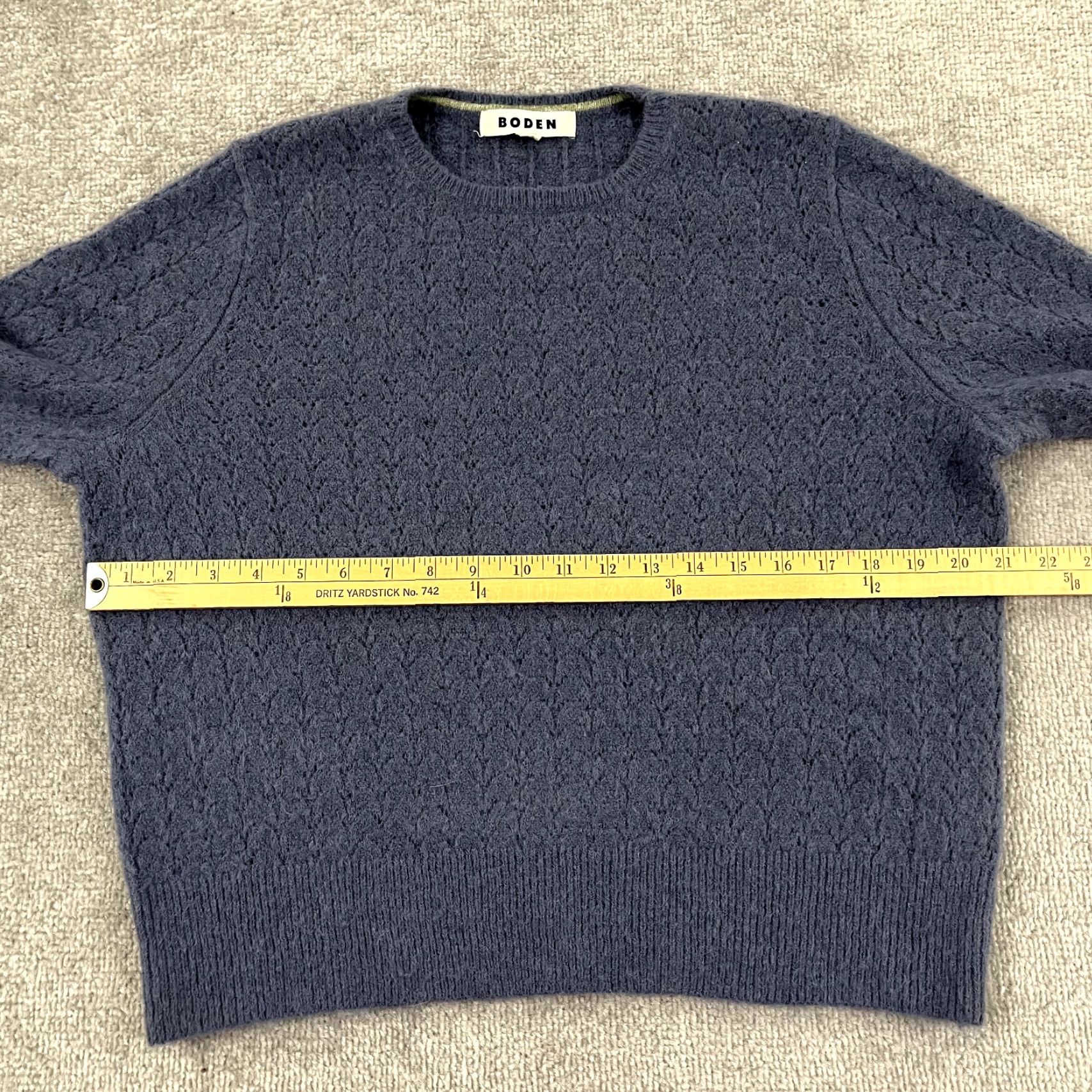 Boden BODEN Fluffy Pointelle Sweater Womens Medium Cropped Blue Wool Mohair Crew Neck Size M / US 6-8 / IT 42-44 - 5 Thumbnail