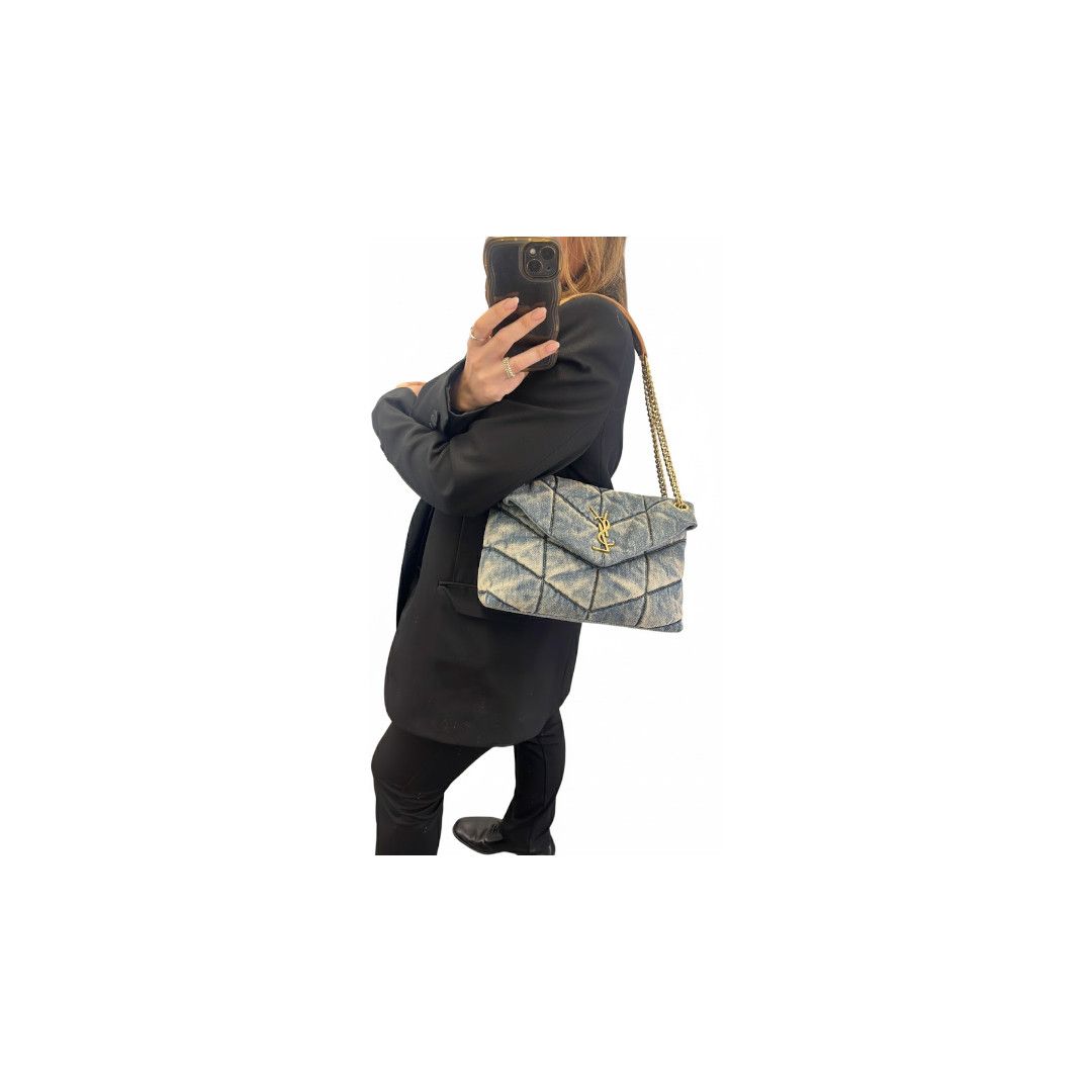 Saint Laurent Paris o1s1wg111125 Size: S / Puffer Small Denim Shoulder Bag Blue Size ONE SIZE - 1 Thumbnail