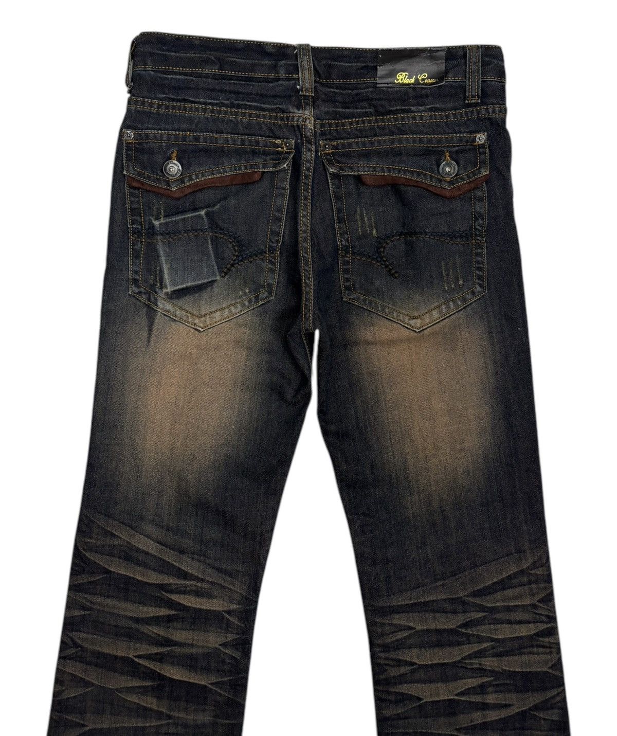 If Six Was Nine × Japanese Brand × Le Grande Bleu (L.G.B.) 🔥FLARE JEANS WHISKER BLACK CROWN CLAW MARK DISTRESS JEAN Size US 32 / EU 48 - 8 Thumbnail