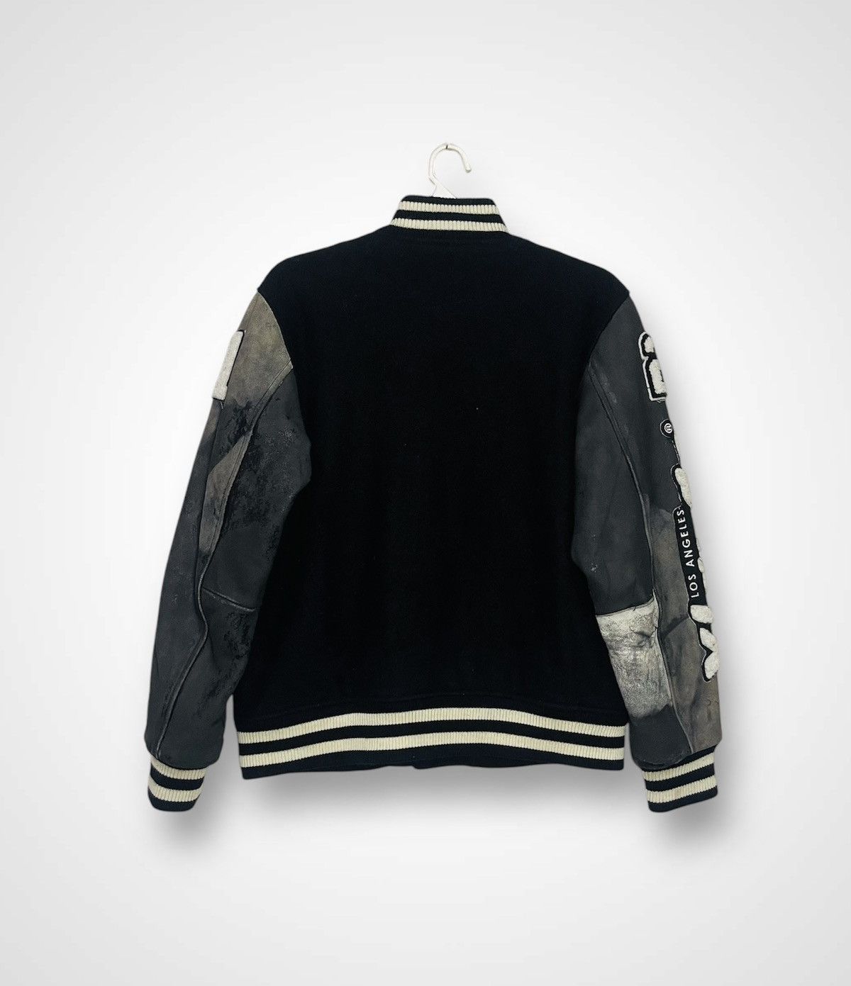 Handmade X Large Wool and Leather Distressed Varsity Jacket (16) Size US L / EU 52-54 / 3 - 2 Thumbnail