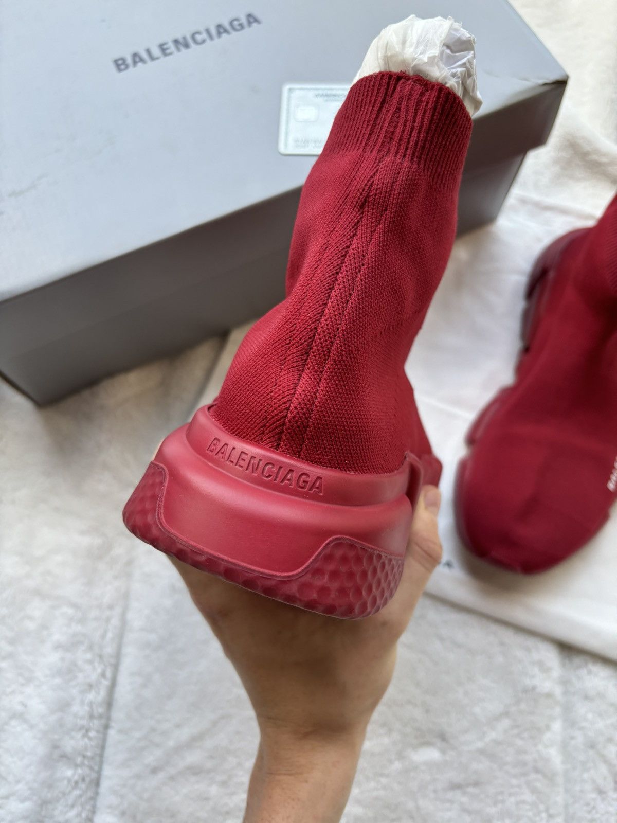 Balenciaga Balenciaga Burgundy Speed Runners Sneakers Size US 8 / EU 41 - 3 Thumbnail