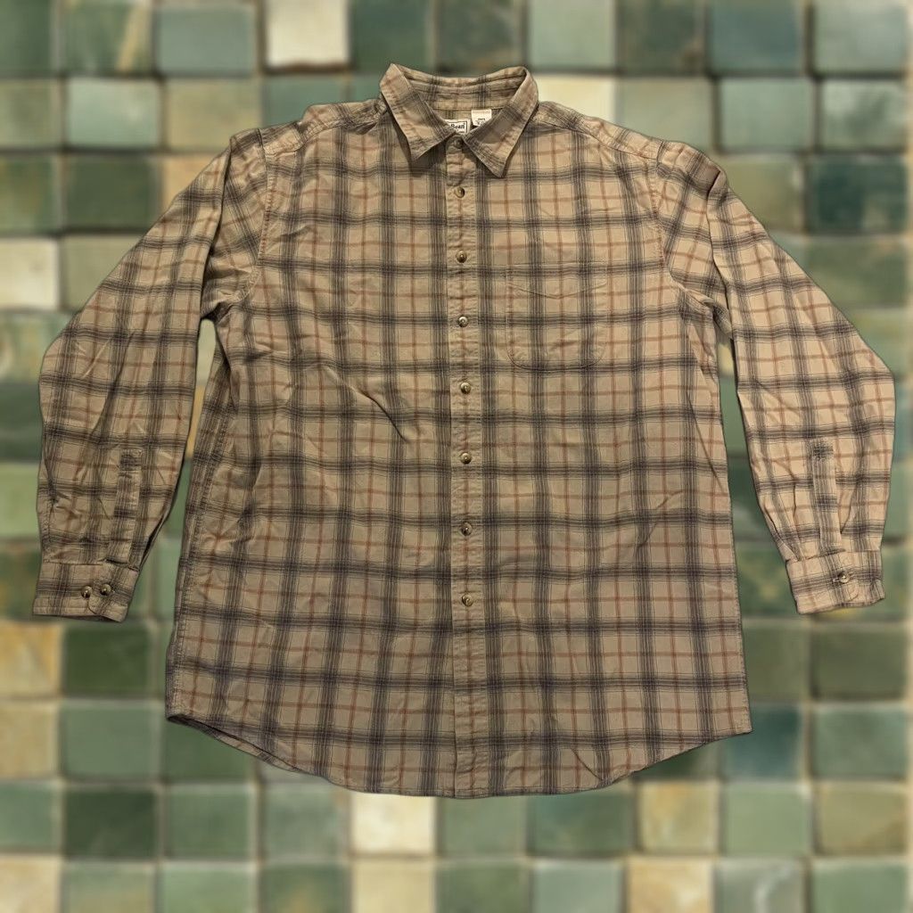 Vintage VINTAGE L.L. Bean Flannel Shirt Mens XLT Button-Down Plaid Brown Red 90s Classic Western USA Outdoor Belted Pocketed Easy Care Breather Size US XL / EU 56 / 4 - 1 Thumbnail