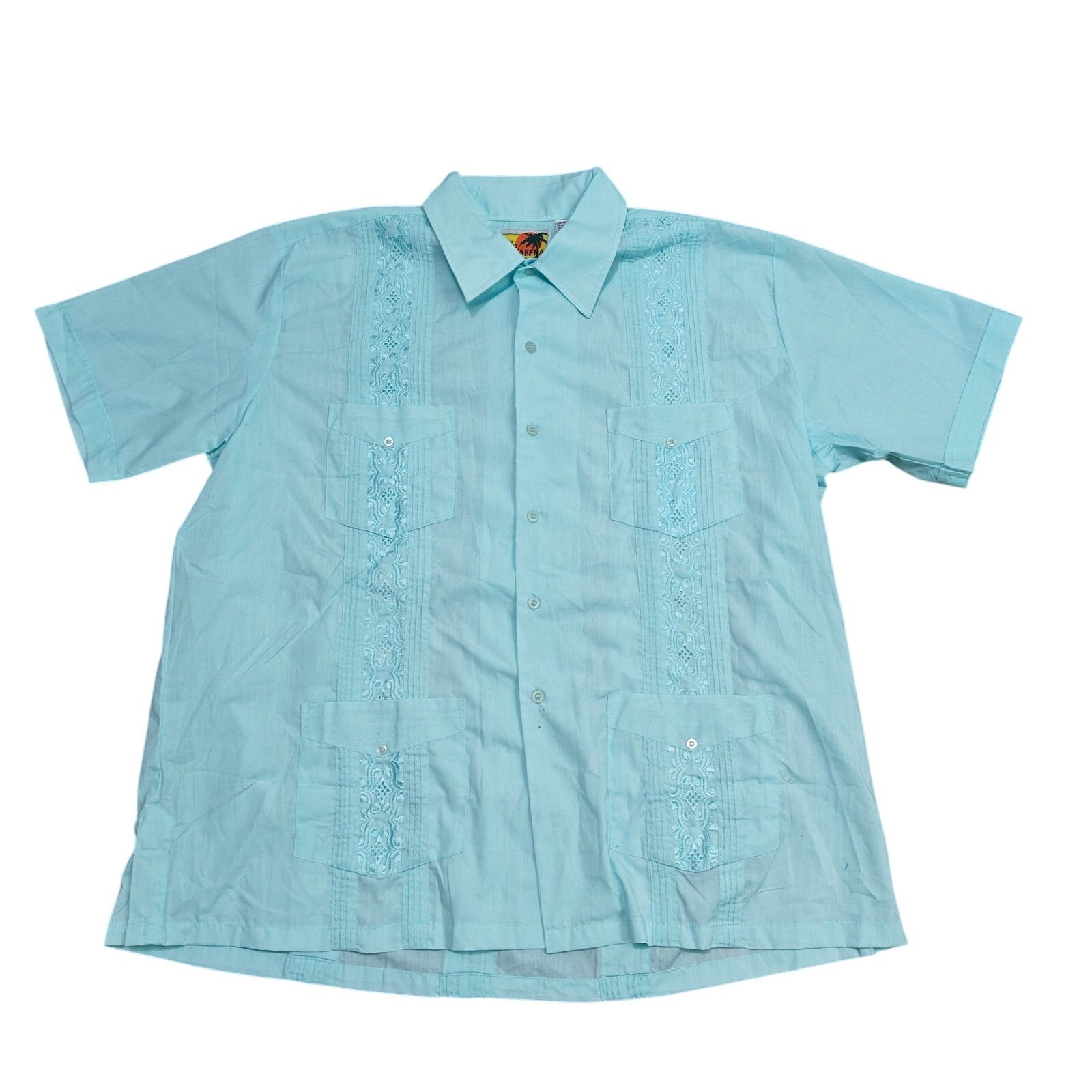 Vintage Vintage Guayabera Soft Blue Shirt Short Sleeve Mens XLarge Size US XL / EU 56 / 4 - 1 Thumbnail