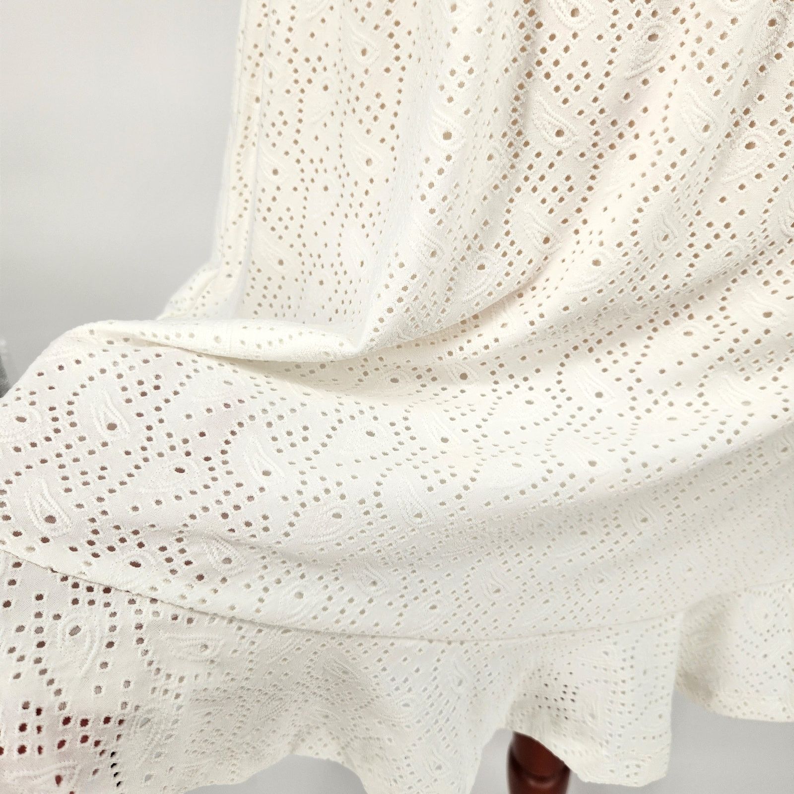 Michael Kors Michael Kors Women White Eyelet Jersey Peasant Dress Size XL Size XL / US 12-14 / IT 48-50 - 3 Thumbnail