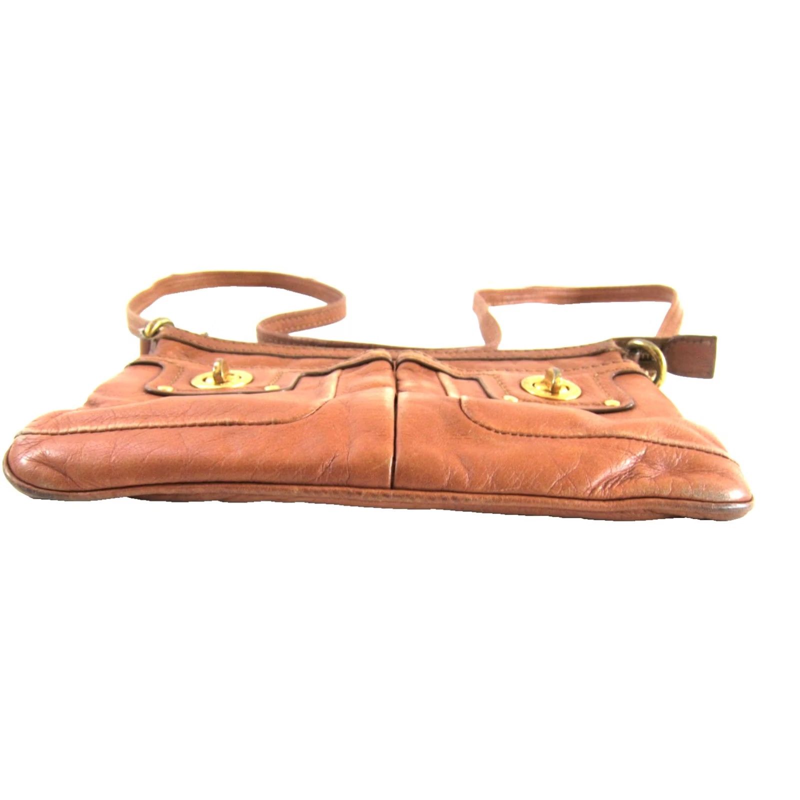 Marc by Marc Jacobs VINTAGE Marc By Marc Jacobs Crossbody Purse Brown Leather Gold Turnlock Small Women None XS Size ONE SIZE - 5 Thumbnail