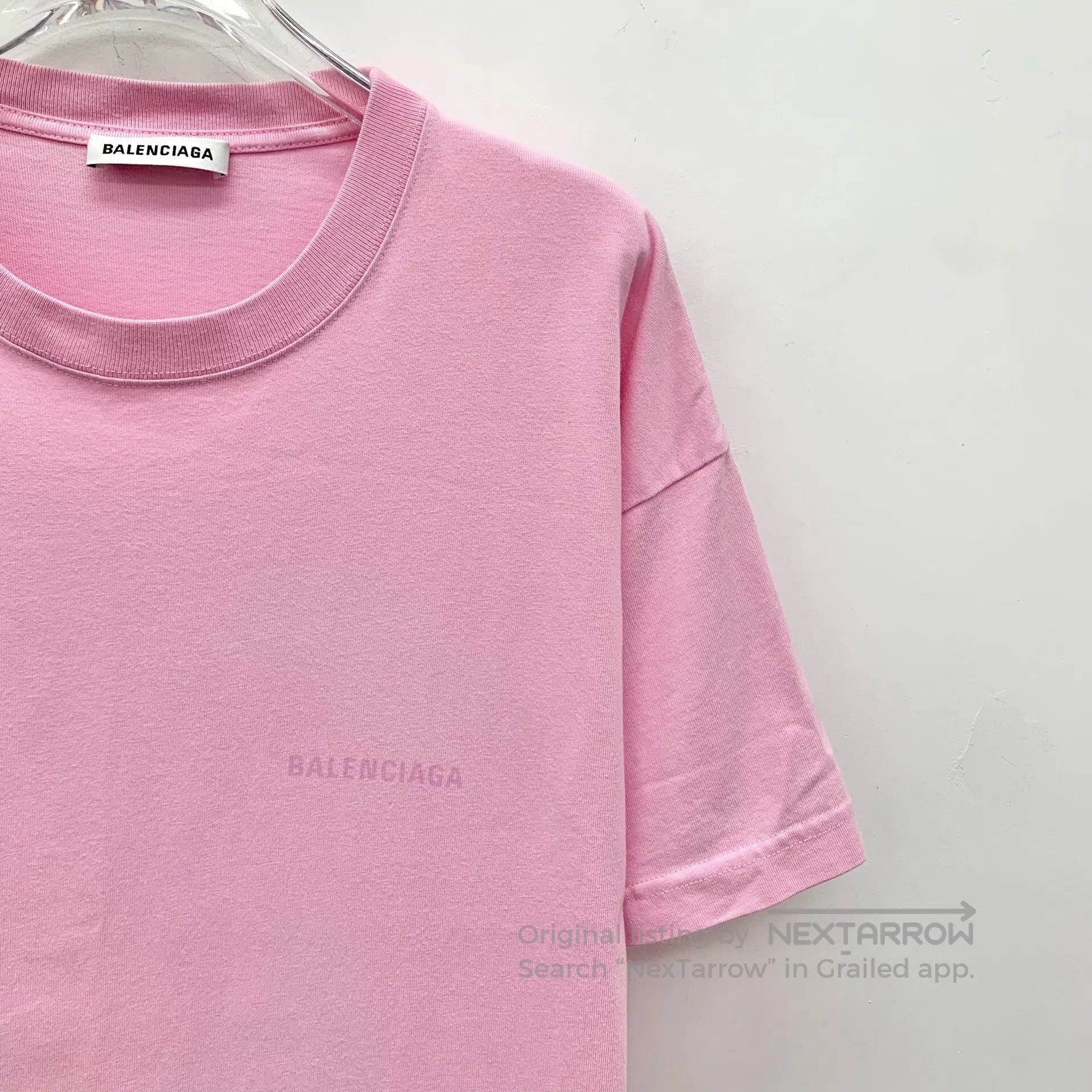 Balenciaga Balenciaga Pink Letter Printed Cotton Crew Neck Short Slee Size US M / EU 48-50 / 2 - 3 Thumbnail