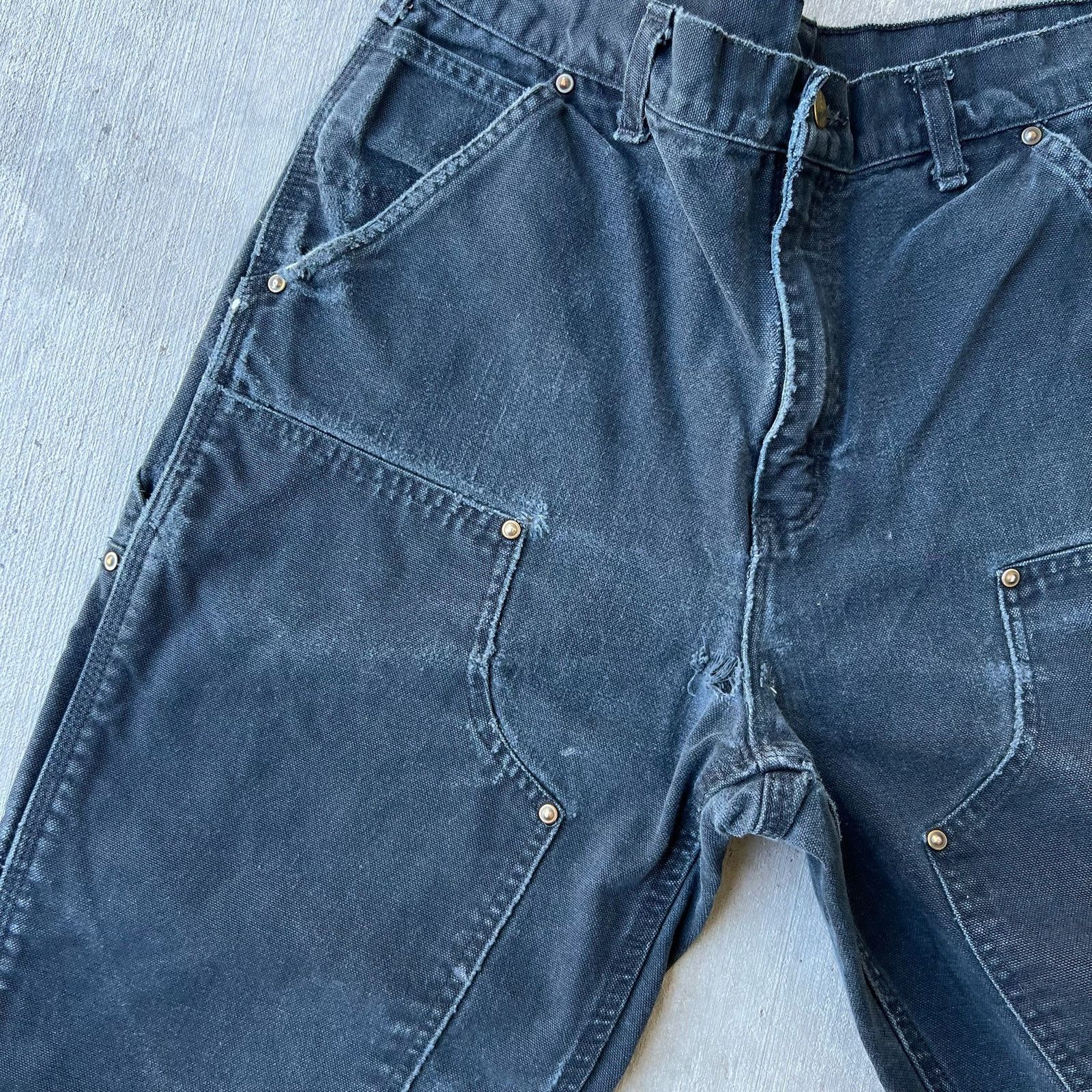 Carhartt × Vintage Carhartt faded black double knee work wear carpenter pants Size US 31 - 4 Thumbnail