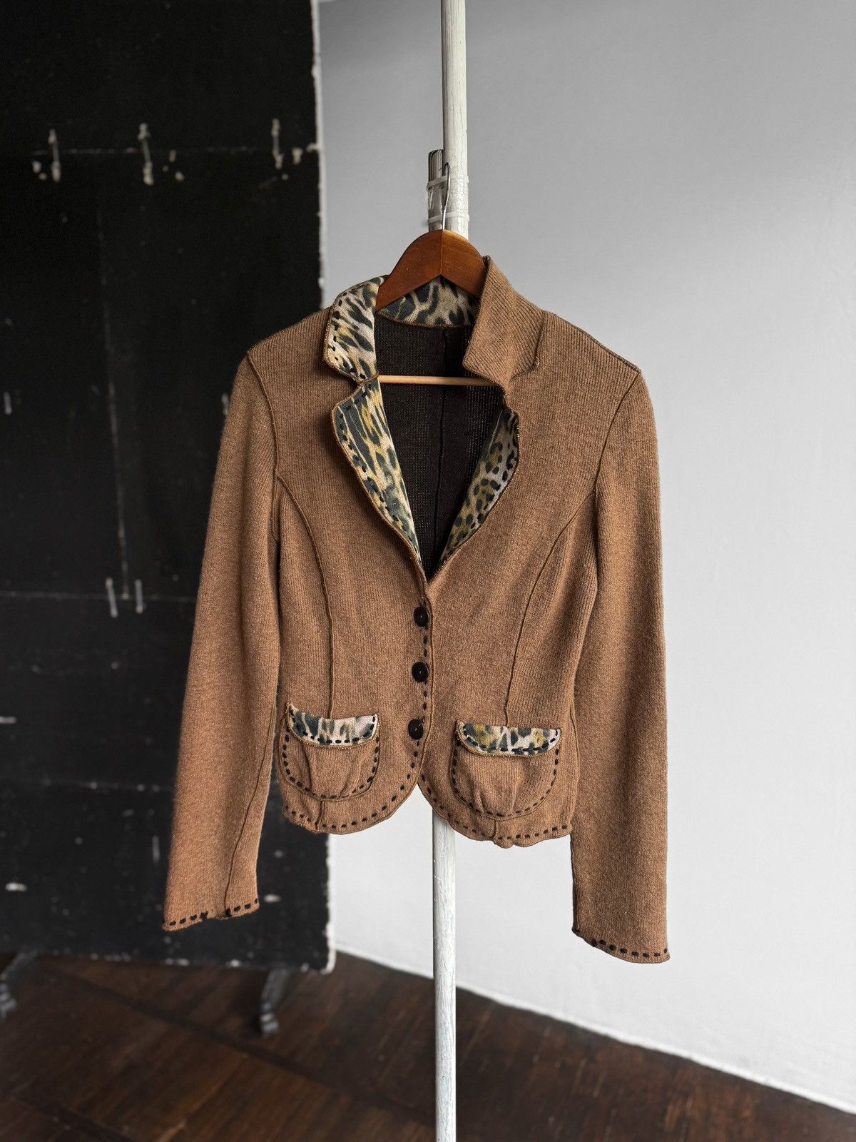 Designer × Vintage Marc Cain Womens Brown Blazer Knit Wool Cardigan Jacket Size M / US 6-8 / IT 42-44 - 1 Thumbnail