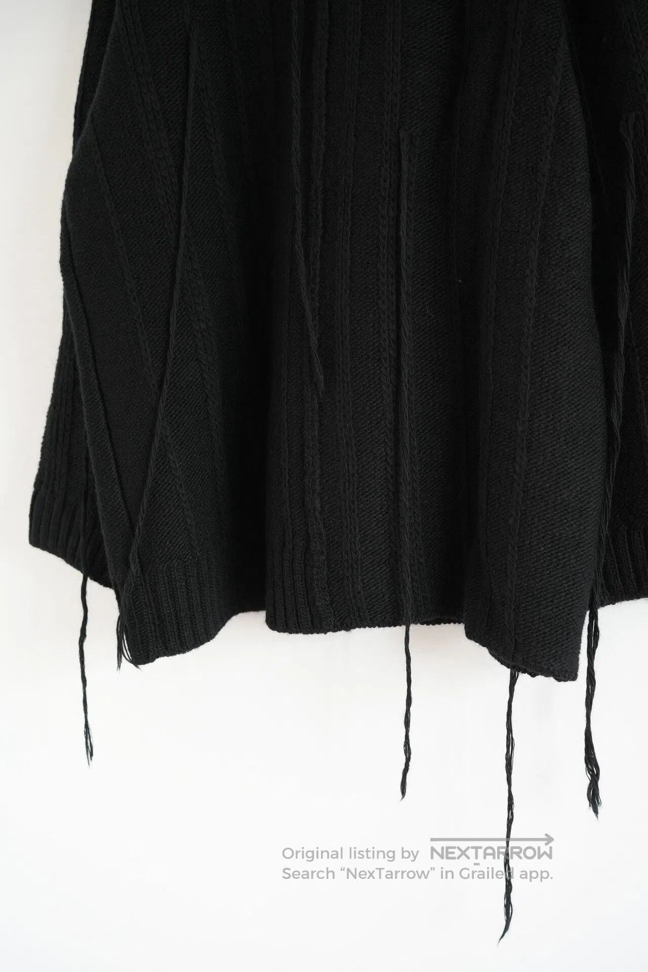 Yohji Yamamoto black oversized wool sweater with ties. Size US L / EU 52-54 / 3 - 6 Thumbnail