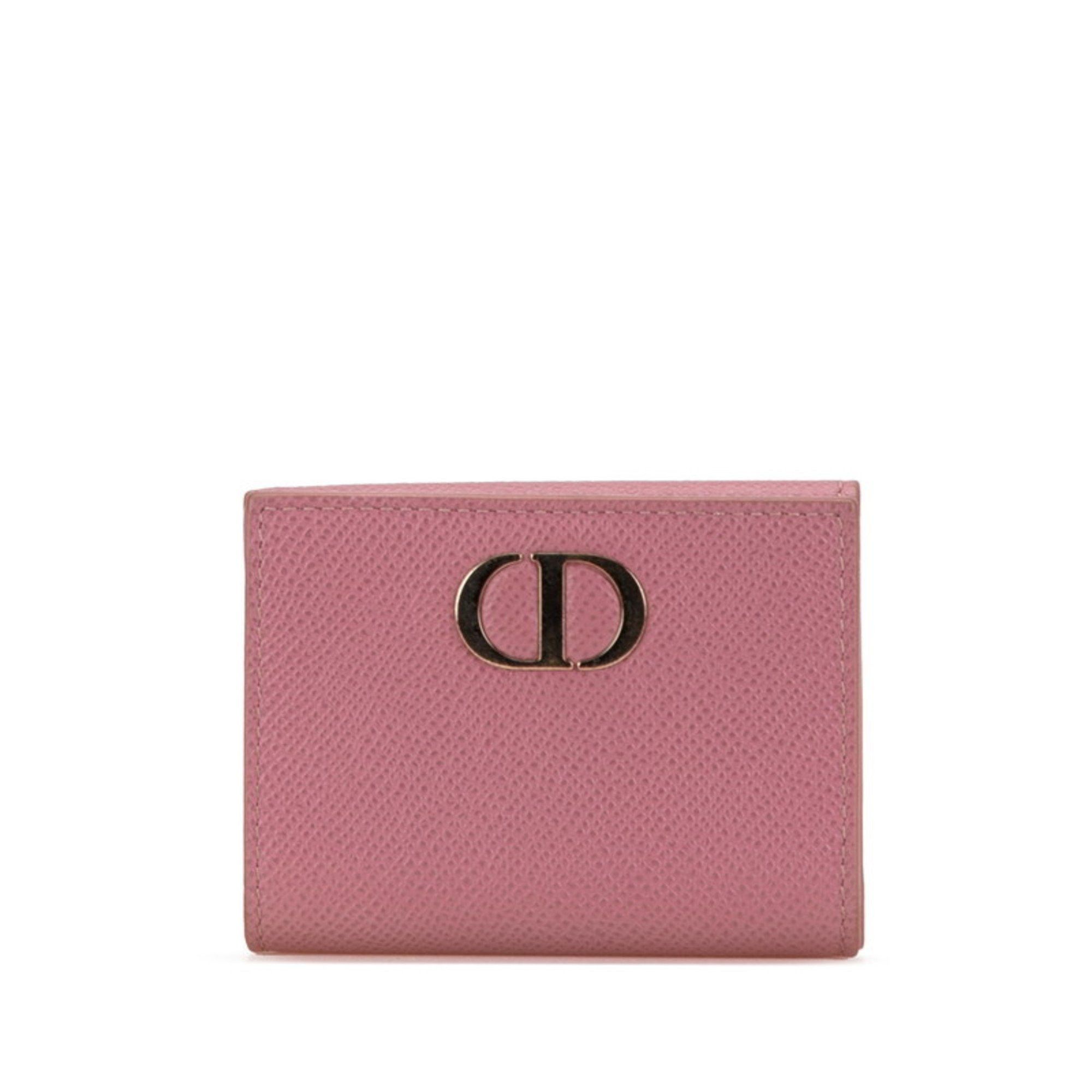 Dior Christian Dior Dior Montaigne Compact Wallet CD Logo Bi-fold Pink Leather Women's Size ONE SIZE - 1 Thumbnail