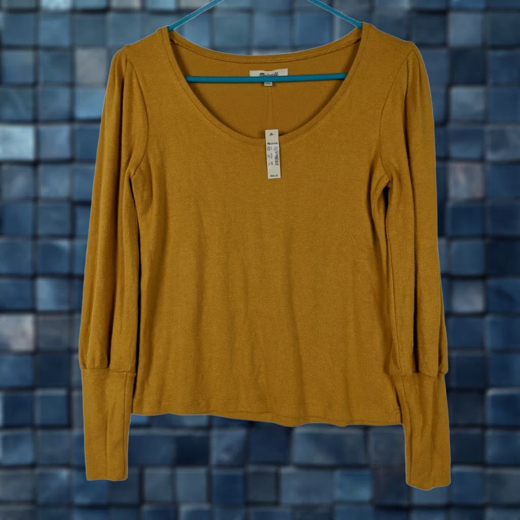 Madewell Madewell Blouse Tank Top Puff Sleeve Yellow XXS Womens V-Neck Casual Regular Knit Cotton/Viscose Size XXS / US 00 / IT 34 - 1 Thumbnail