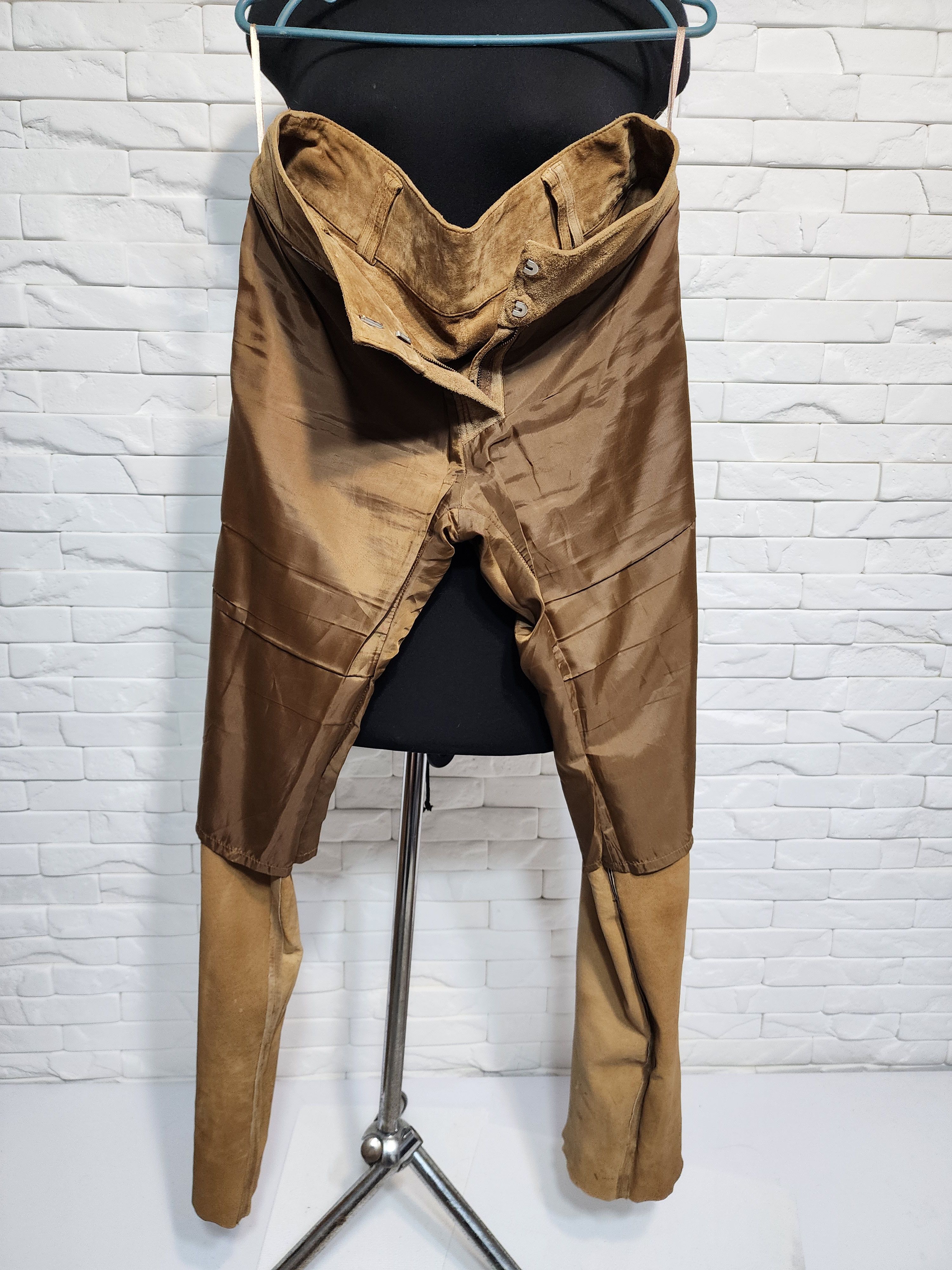 Genuine Leather Brown Suede Leather Pants: Women's Trousers Size 32" / US 10 / IT 46 - 8 Thumbnail