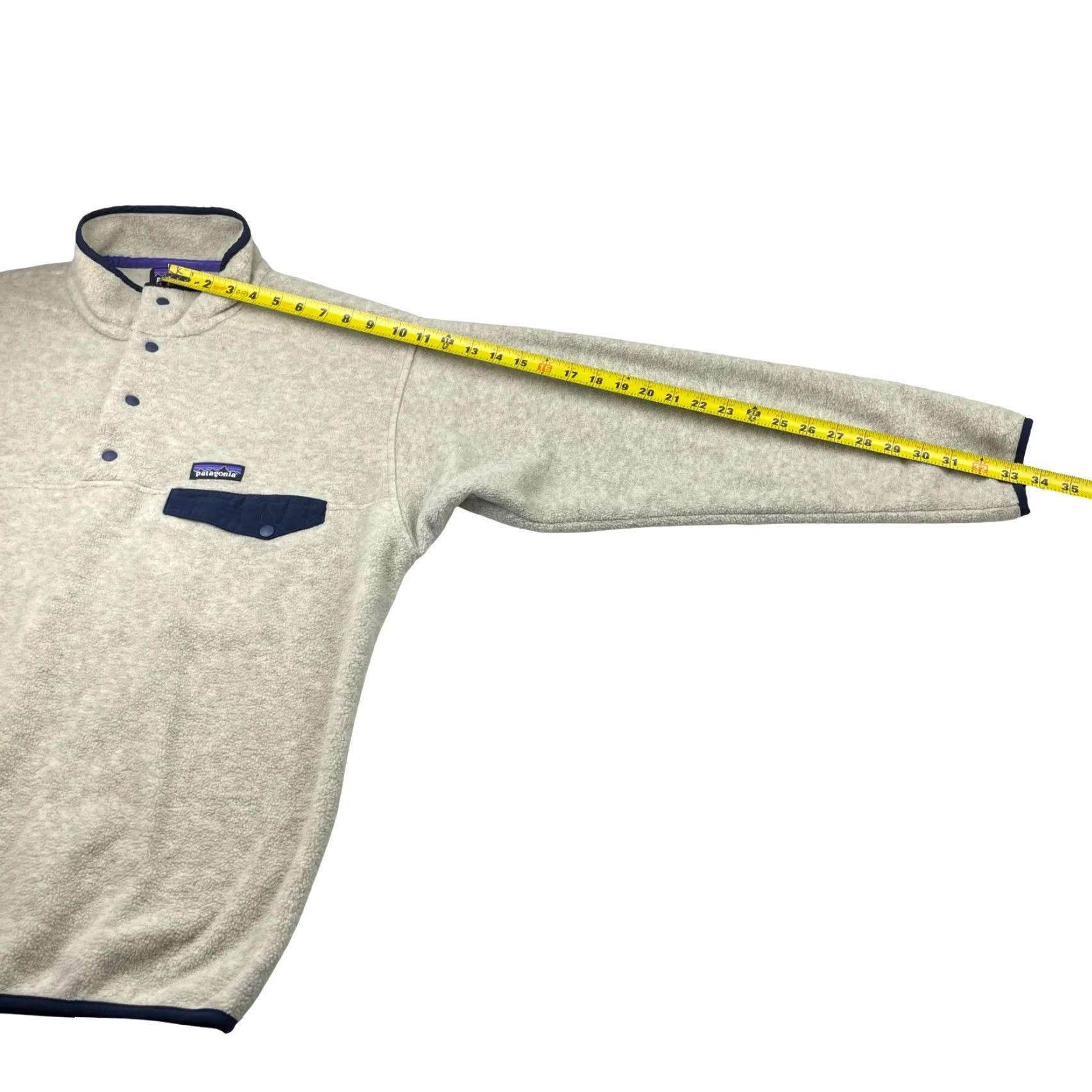Patagonia VINTAGE Patagonia Synchilla Fleece T-Snap Pullover Jacket Beig e Oatmeal Large Mens Mock Neck Casual Pockets Logo Size US L / EU 52-54 / 3 - 6 Thumbnail