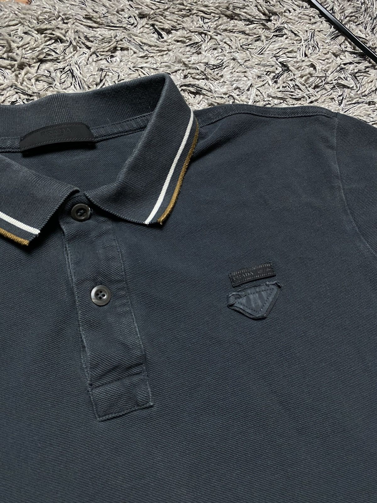 Prada Prada Contrast-Trimmed Cotton Pique Polo Shirt patch M y2k Size US M / EU 48-50 / 2 - 9 Thumbnail