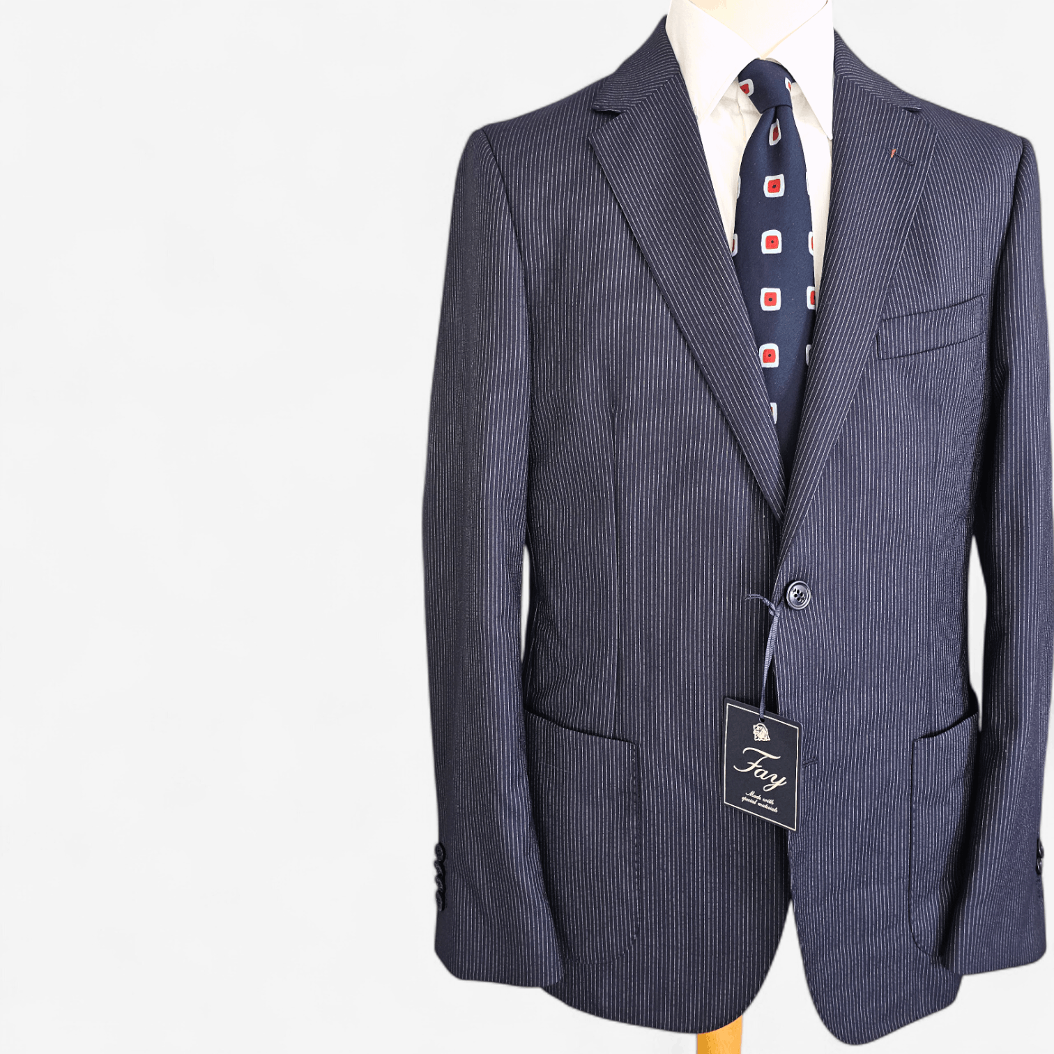 Fay NWT Fay Pinstripe Wool Blazer Unlined Size 50 Navy Size 40R - 4 Thumbnail