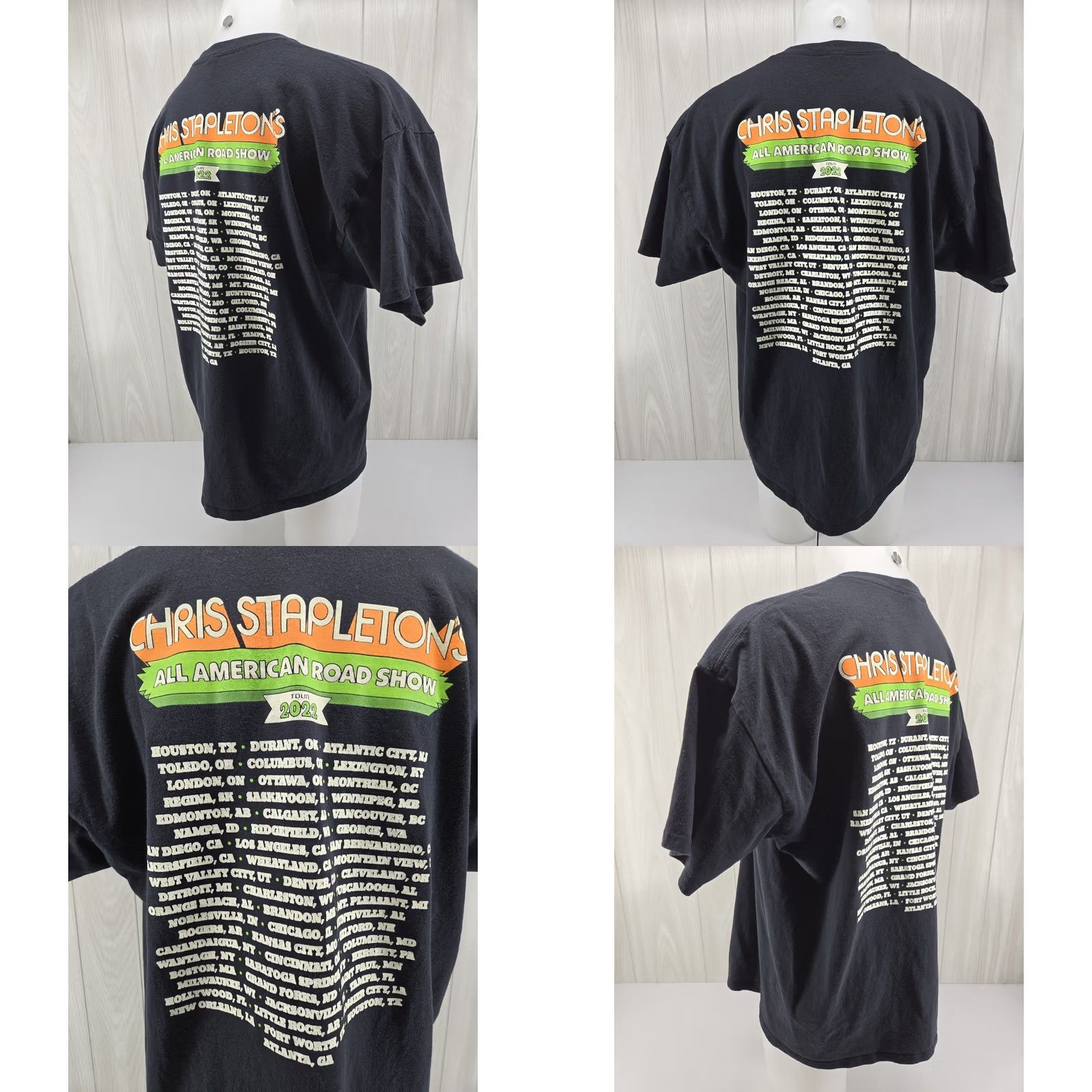Delta VINTAGE Chris Stapleton Shirt Mens 2XL Black 2022 All American Road Show Tour Graphic Shirts Size US XXL / EU 58 / 5 - 8 Thumbnail