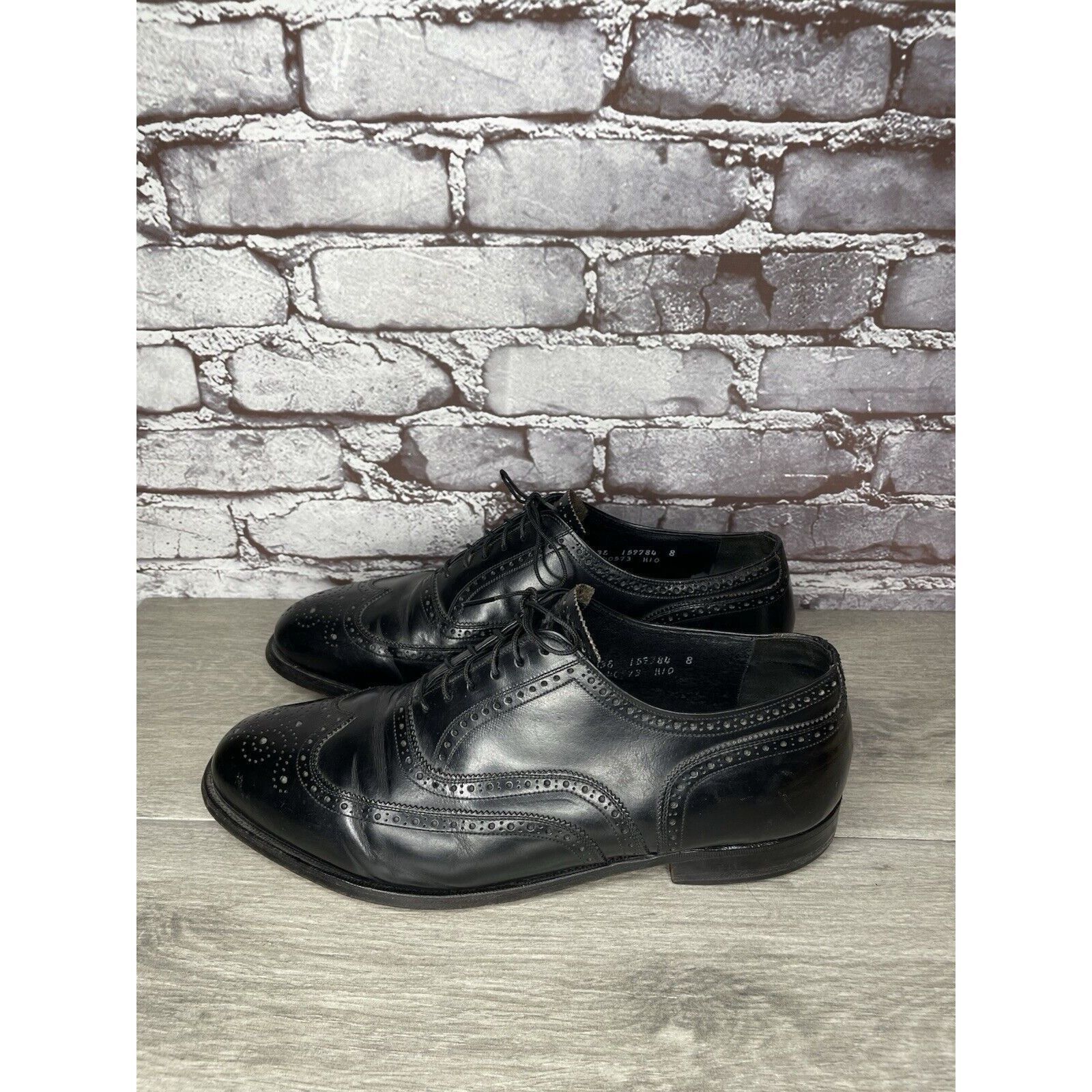 Other French Shriner Sterling Black Leather Wingtip Oxfords Shoes Size US 10.5 / EU 43-44 - 24 Thumbnail