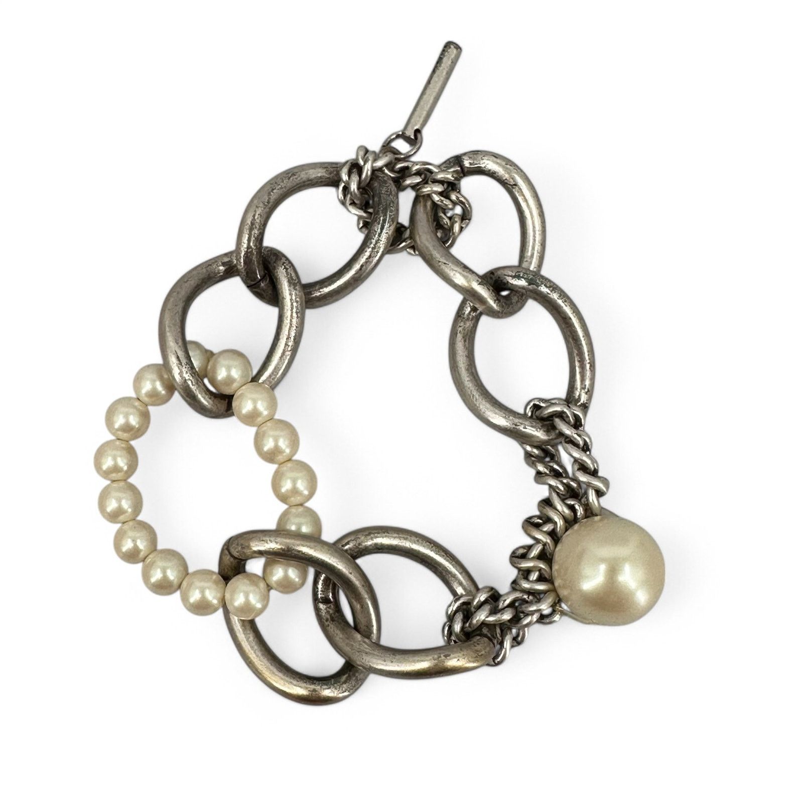 Kenneth Cole Kenneth Cole Stretch Bracelet Silver Tone Chain Faux Pearl Size ONE SIZE - 5 Thumbnail