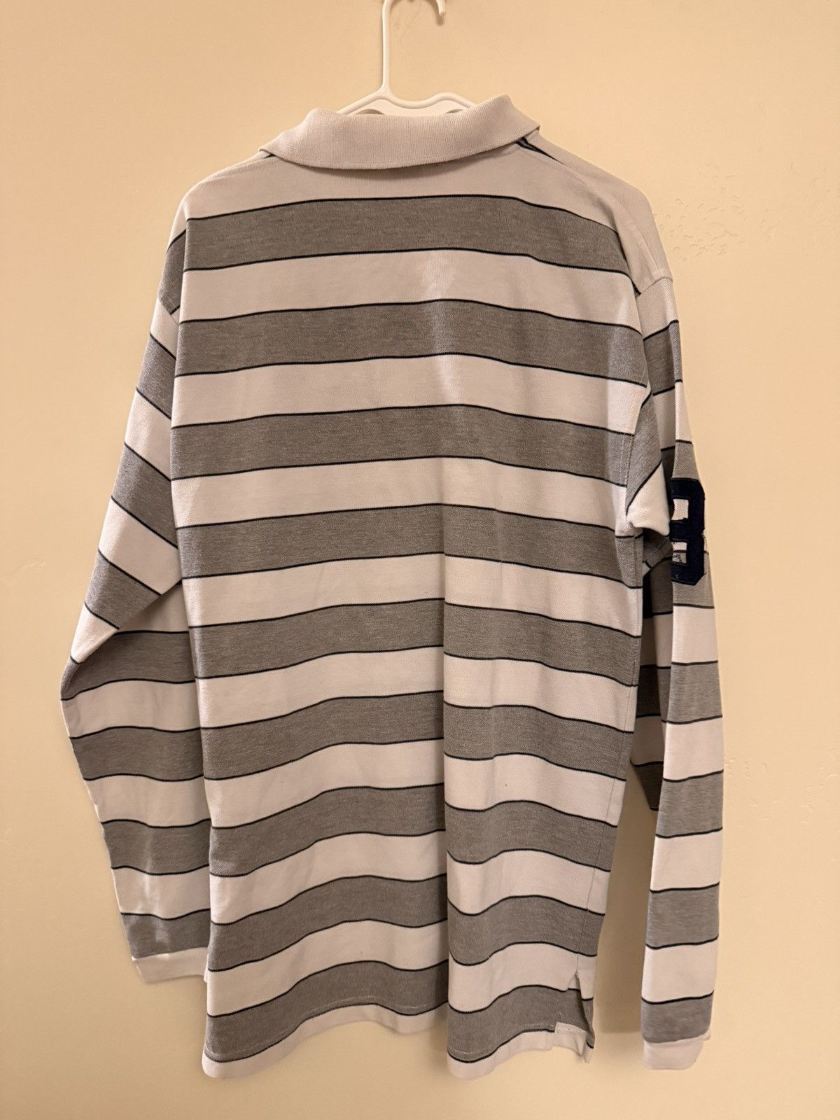 Polo Ralph Lauren Vintage Polo Ralph Lauren Grey Striped Rugby Size US XXL / EU 58 / 5 - 3 Thumbnail