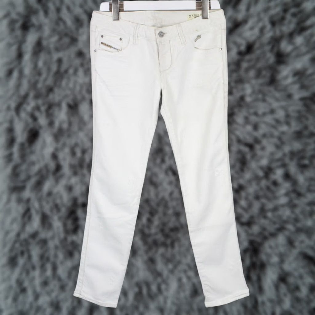 Diesel DIESEL Cuddy 008SK_Stretch Jeans Women's W30/L34 Distressed Button Fly White Jeans Size 30" / US 8 / IT 44 - 1 Thumbnail