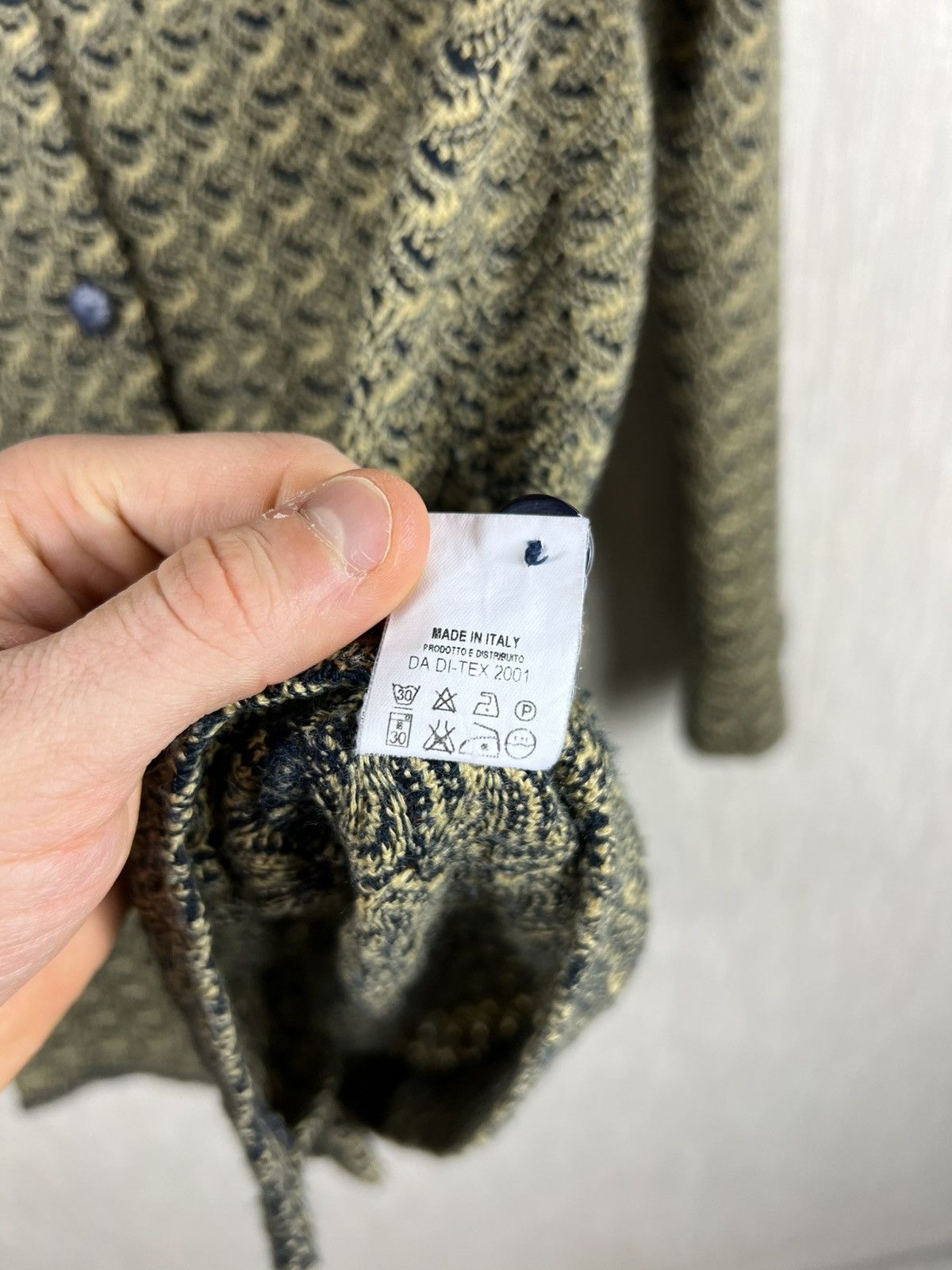 Vintage 90s Missoni Sport wool knit button up shirt pattern