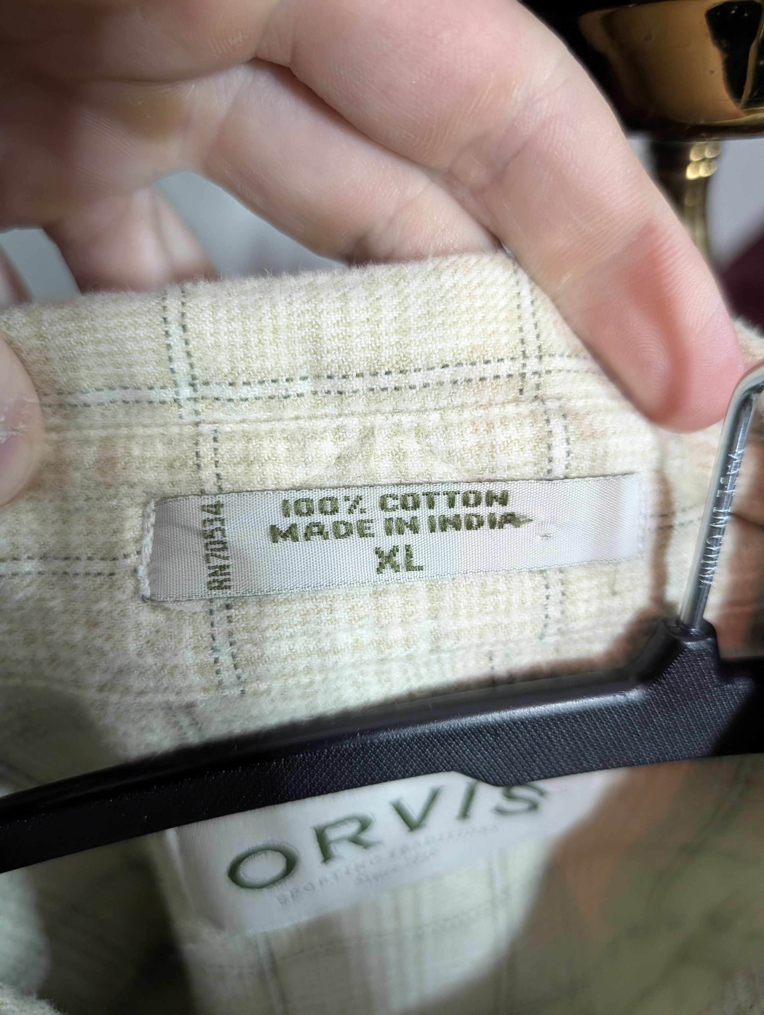 Orvis Vtg heavy flannel cotton check Portugal button-down shirt Size US XL / EU 56 / 4 - 11 Thumbnail