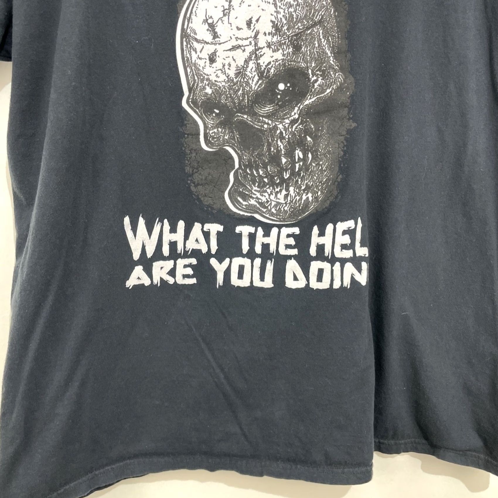 Vintage Nike? Nope, Unbranded Skull T-Shirt - XL Black Crew Neck Short Sleeve Graphic Print, Regular Fit, Cotton Knit, Unisex Adults, Skull Biker Band Theme Size US XL / EU 56 / 4 - 7 Thumbnail
