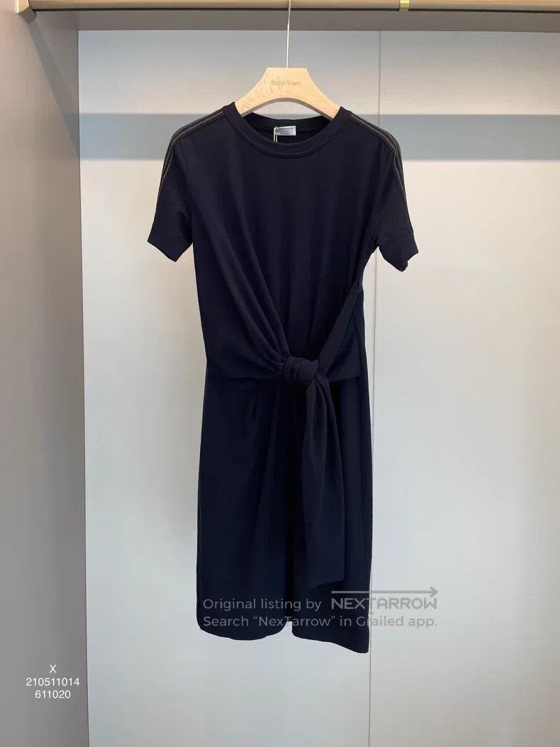 Brunello Cucinelli Brunello Cucinelli Navy blue wool short-sleeve dress Size XS / US 0-2 / IT 36-38 - 1 Thumbnail