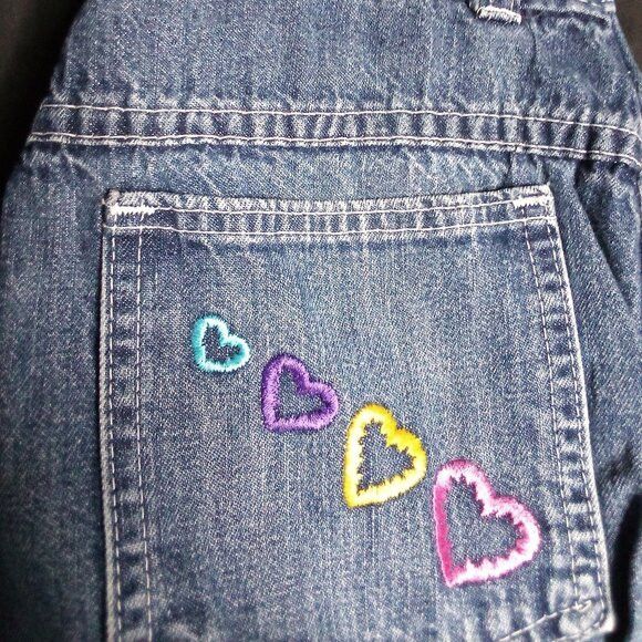 Other Vintage 70s Heart Pocket Embroidered Denim Blue Jeans Size 34" / US 12 / IT 48 - 2 Thumbnail
