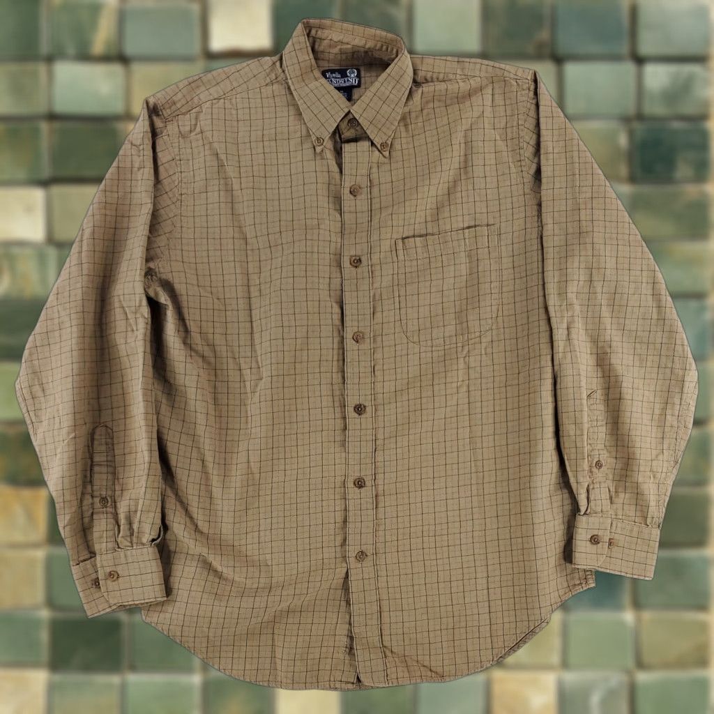 Lands' End VINTAGE Lands' End VTG 90s Viyella Button-Down Shirt Brown Check Plaid Mens M Size US M / EU 48-50 / 2 - 1 Thumbnail