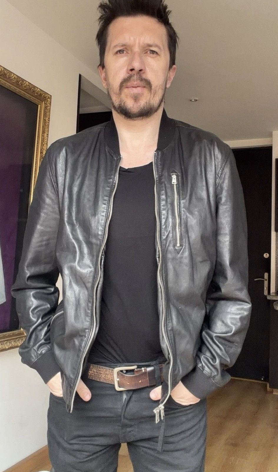 Allsaints AllSaints Kino Sheepskin Leather Bomber Jacket Size Large Size US L / EU 52-54 / 3 - 6 Thumbnail
